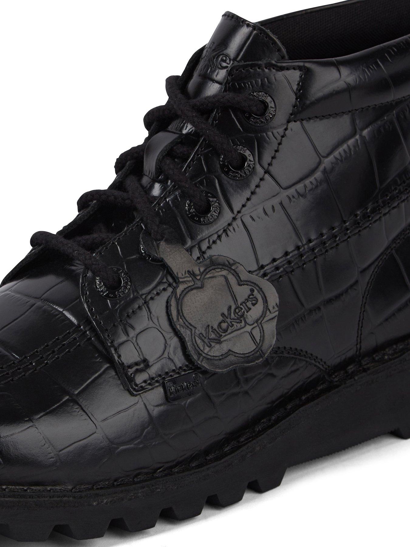 Image 7 of 7 of Kickers Kick Hi Croc Leather Ankle Boot - Black