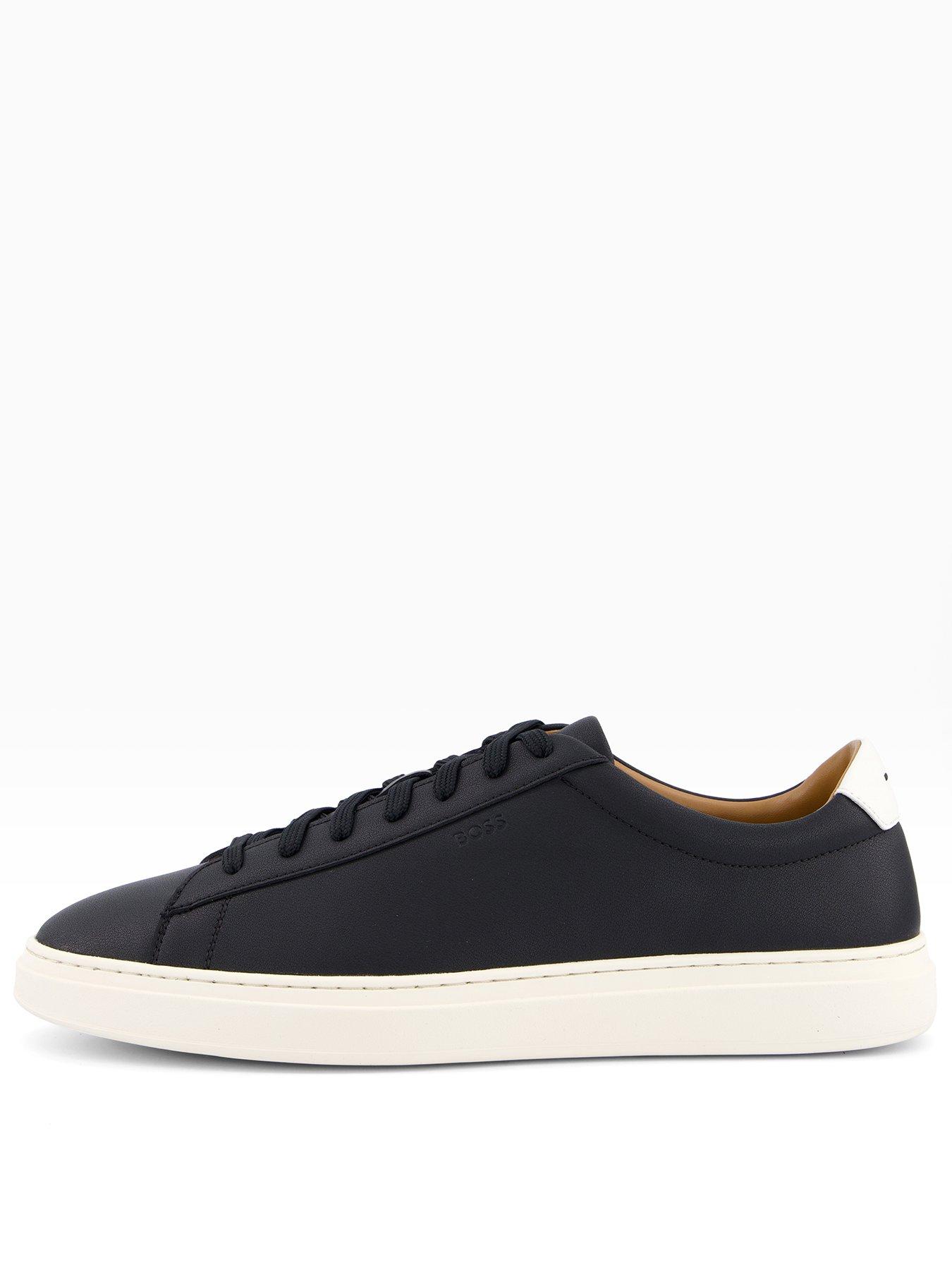 BOSS Kieran Tennis Leather Trainers - Black/White