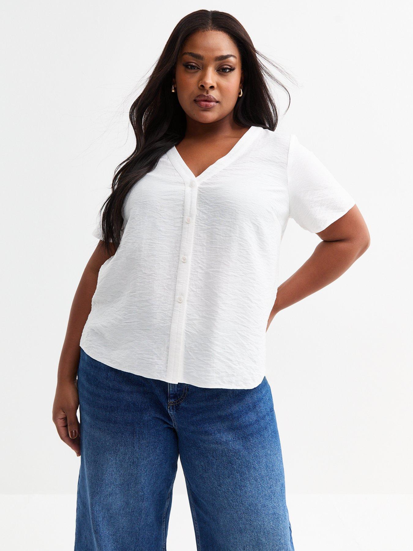 undefined Curves Button Up Top - White