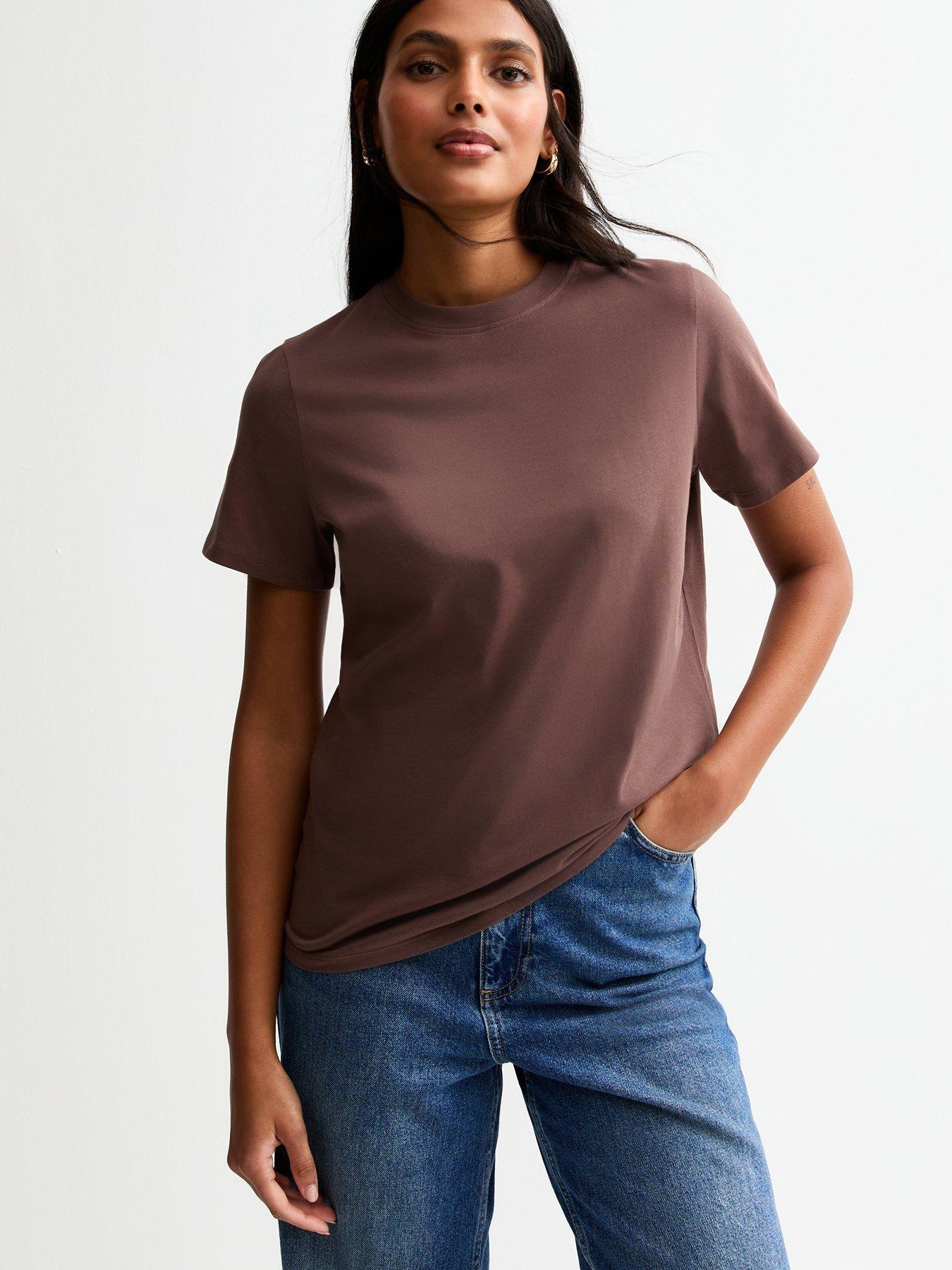 undefined Brown Short Sleeve Crew Neck T-shirt
