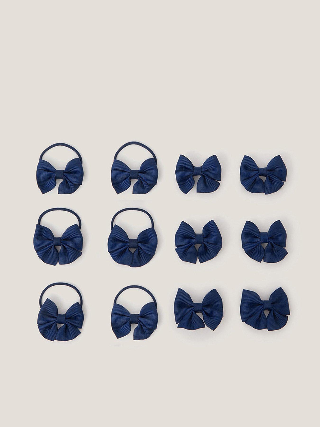 undefined Girls School Multi Mini Bow Set - Navy