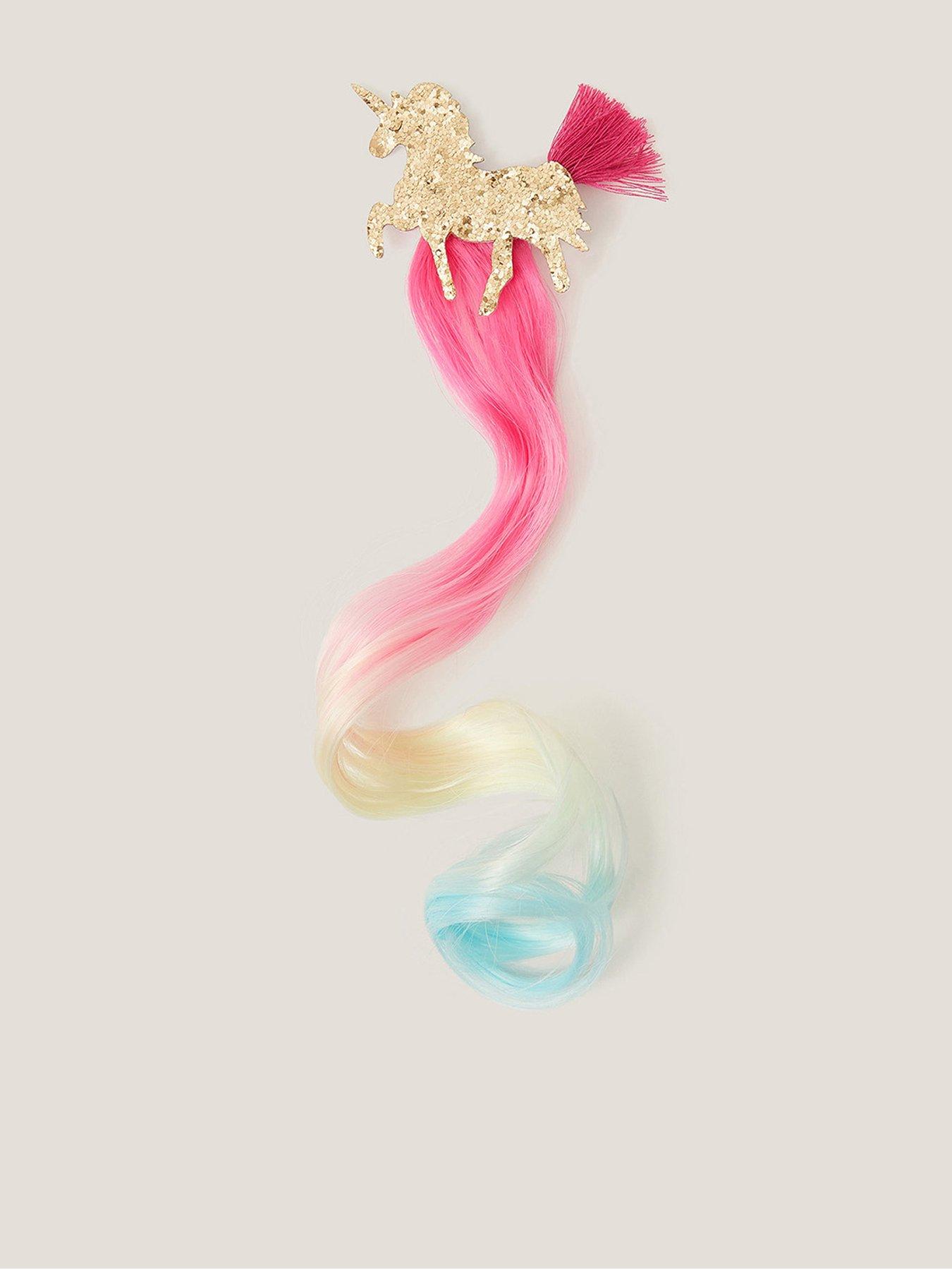 undefined Girls Rainbow Unicorn Faux Hair Clip - Multi
