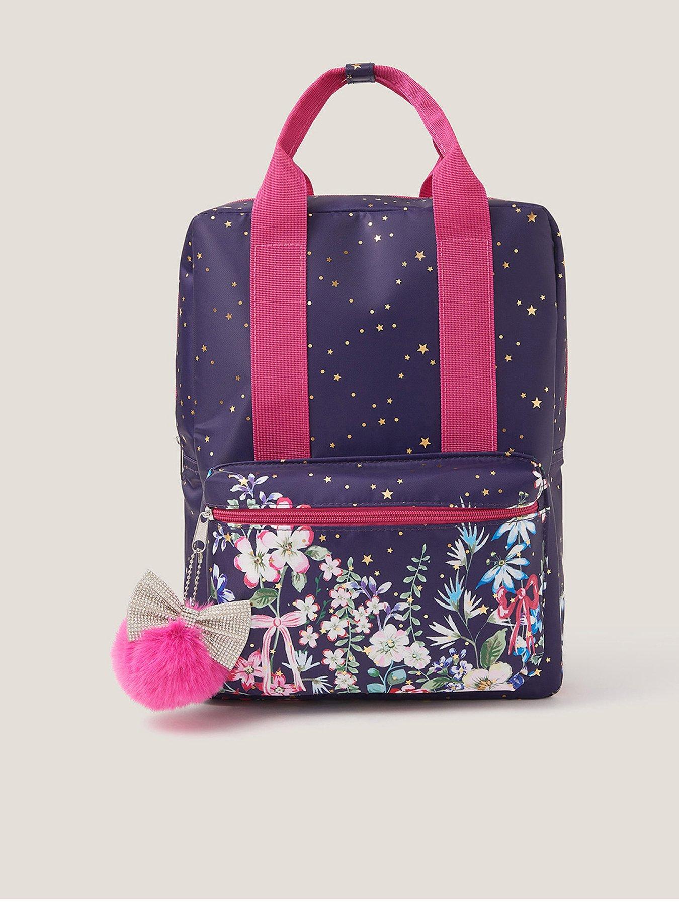 undefined Girls School Floral Backpack - Navy