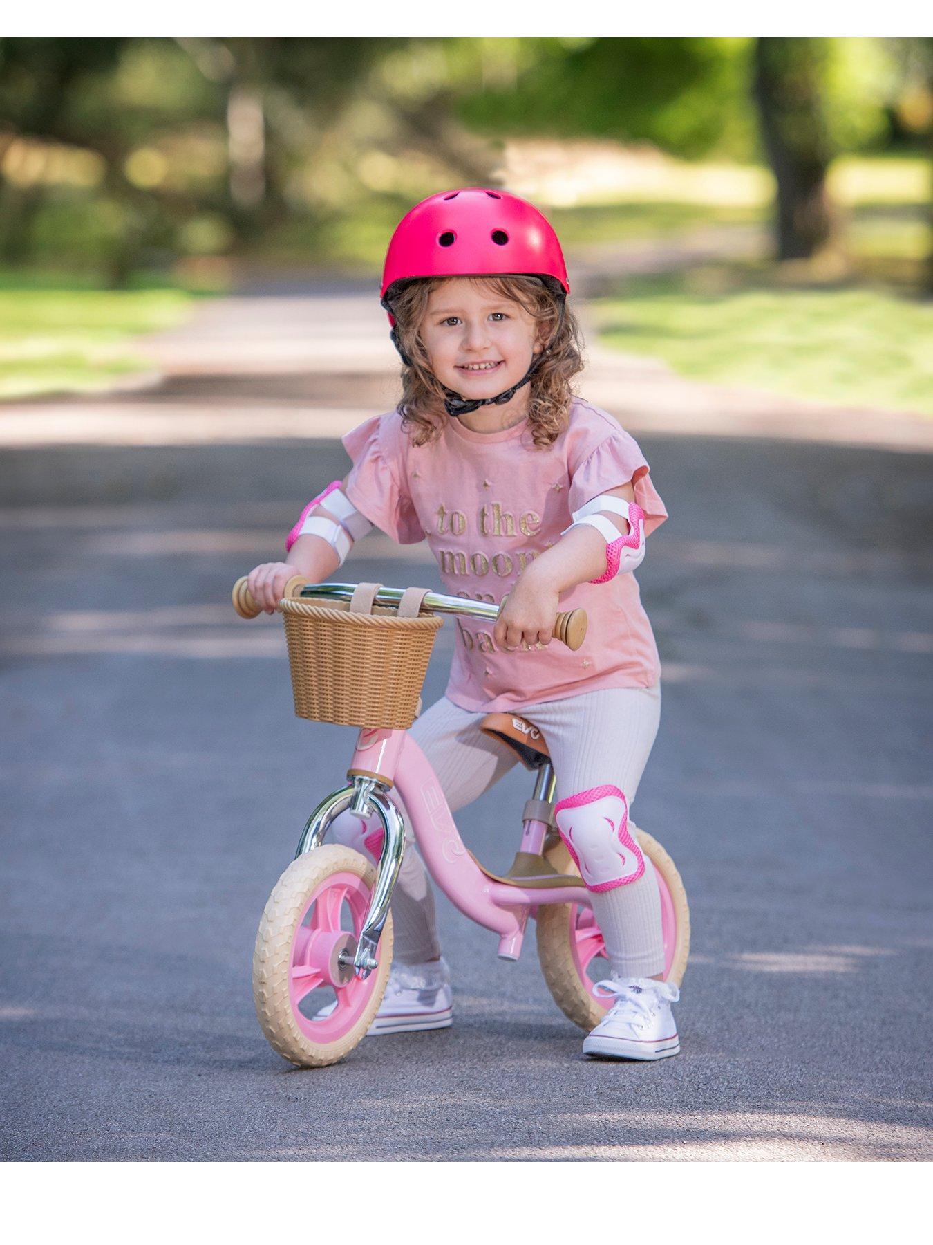 undefined EVO Glider Balance Bike with Basket - Pastel Pink (Footrest)