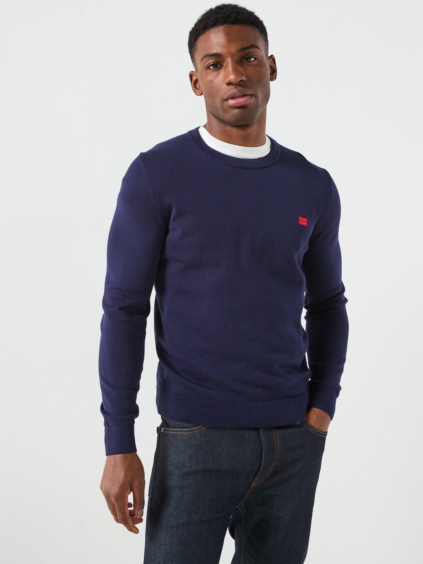 HUGO Hugo San Cassius-c1 Relaxed Fit Knitted Jumper - Navy