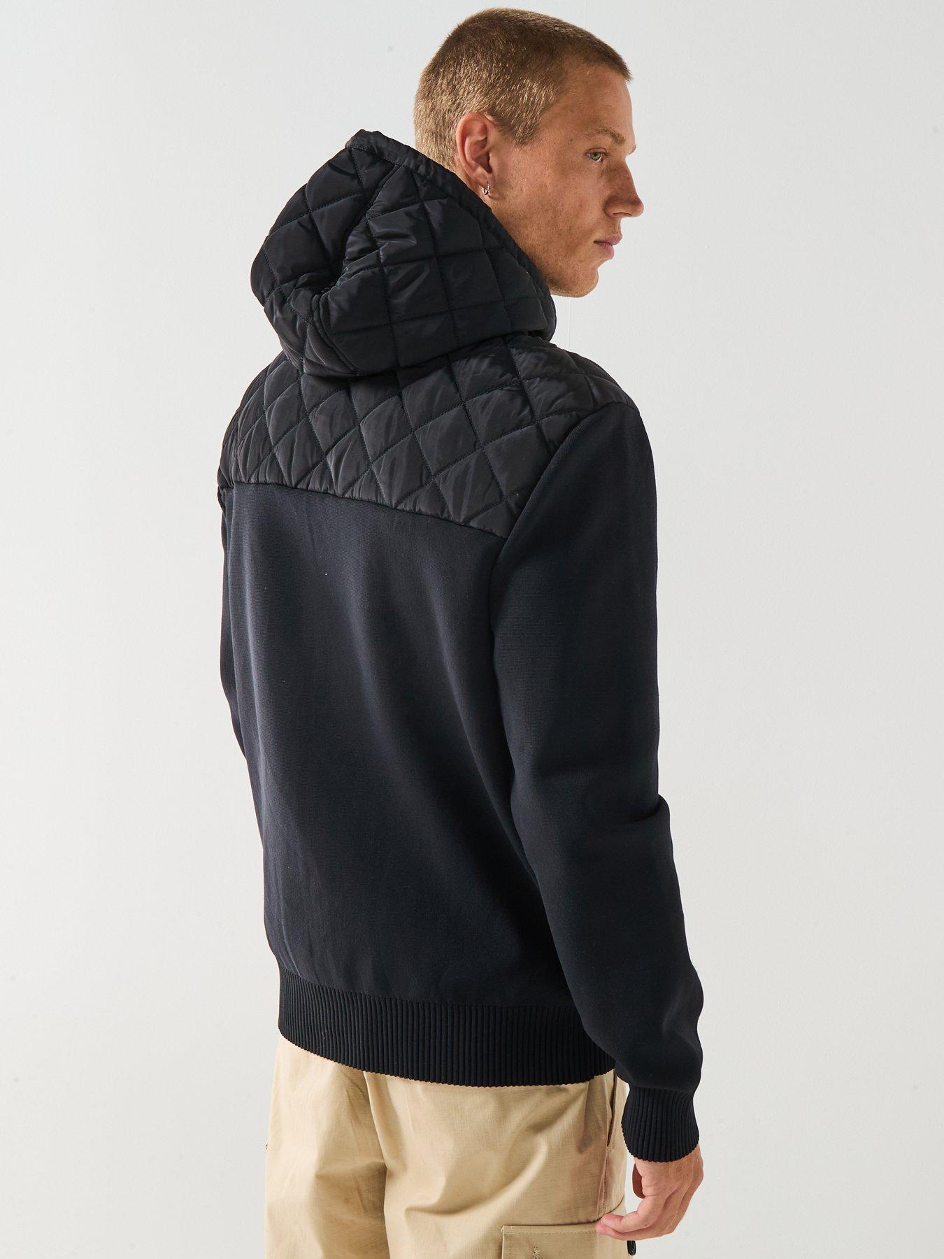 Image 2 of 6 of HUGO Sylon Regular Fit Hybrid Zip Knitted Jacket&nbsp;- Black