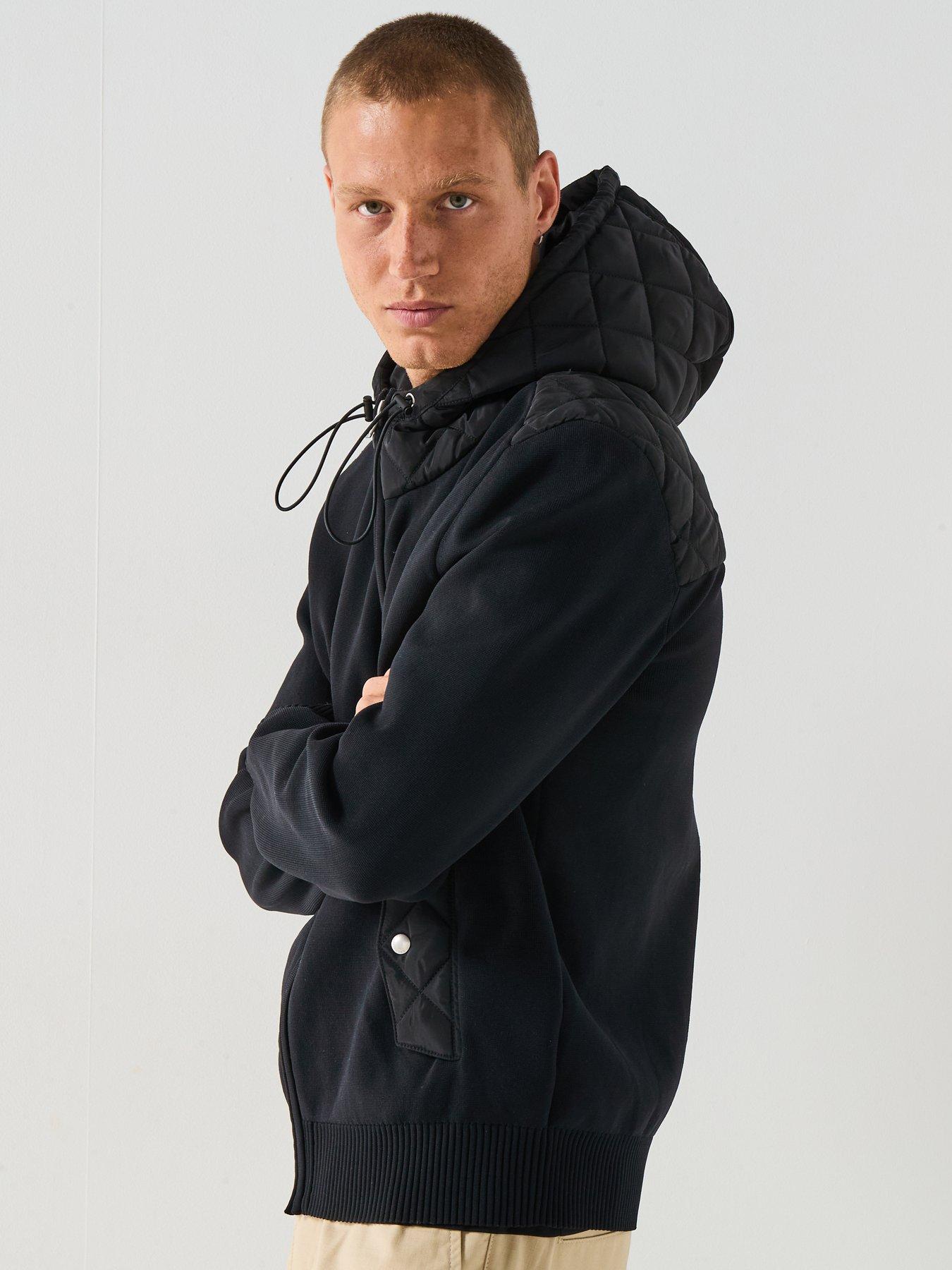 Image 6 of 6 of HUGO Sylon Regular Fit Hybrid Zip Knitted Jacket&nbsp;- Black