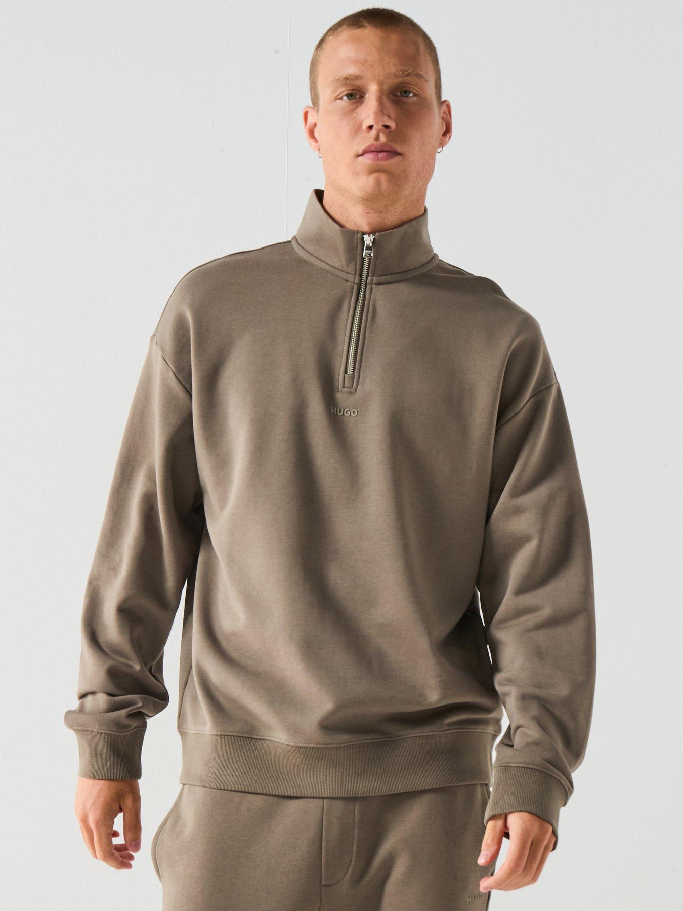 HUGO Durty244 Relaxed Fit 1/4 Zip Sweat - Grey