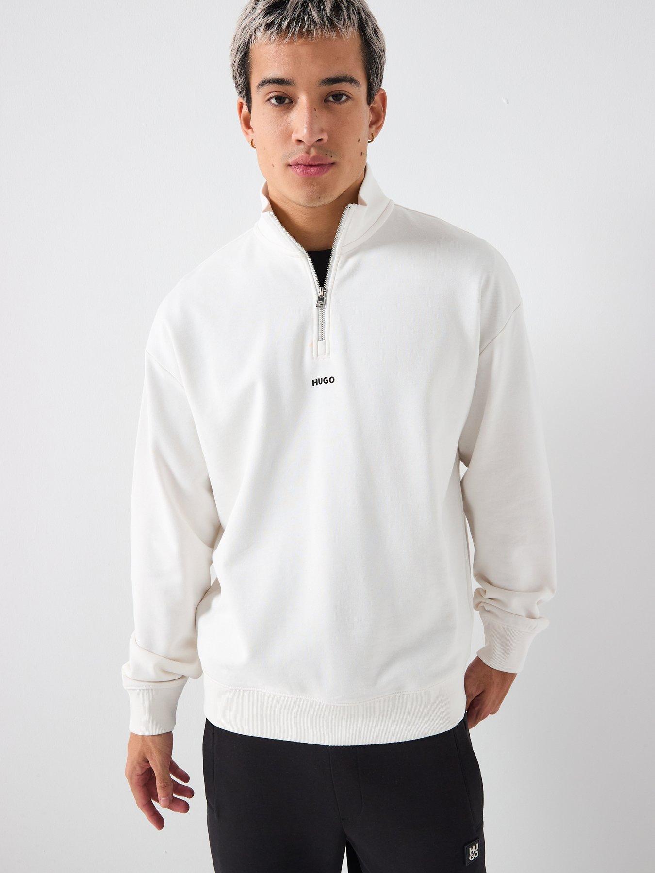 HUGO Durty244 Relaxed Fit 1/4 Zip Sweatshirt - White