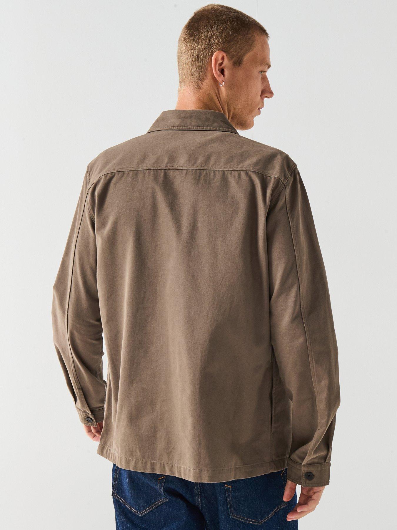 Image 2 of 6 of HUGO Epoldo Oversized Fit Canvas Overshirt - Khaki