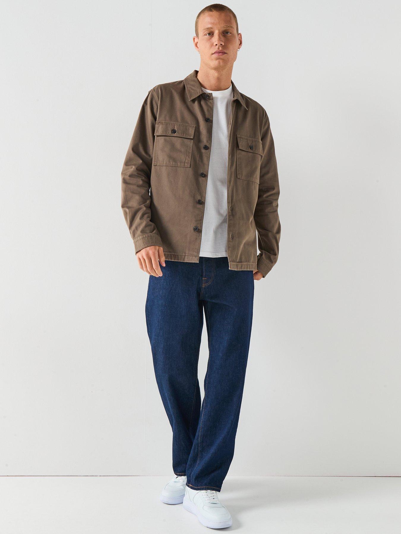 Image 3 of 6 of HUGO Epoldo Oversized Fit Canvas Overshirt - Khaki