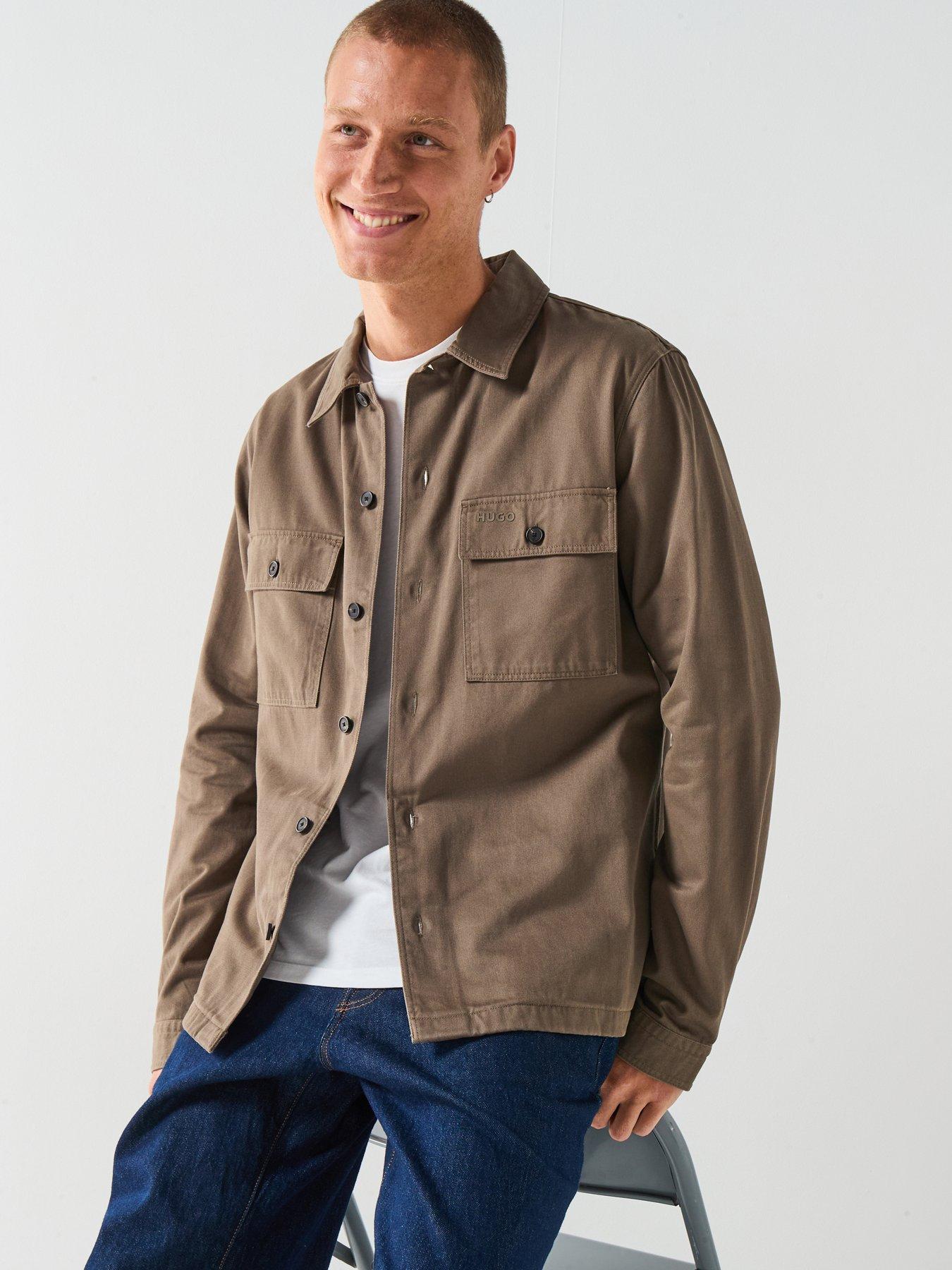 Image 5 of 6 of HUGO Epoldo Oversized Fit Canvas Overshirt - Khaki