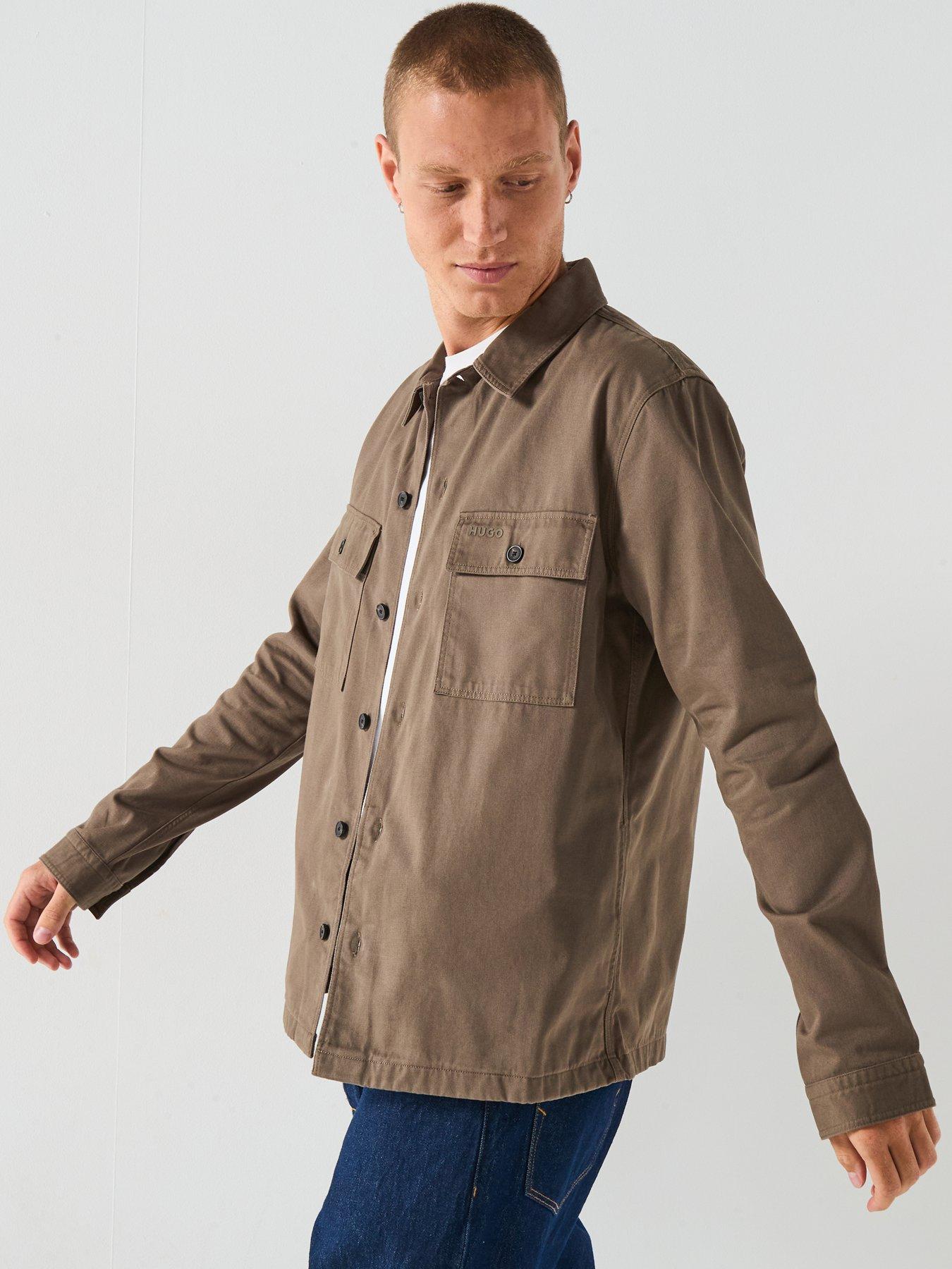 Image 6 of 6 of HUGO Epoldo Oversized Fit Canvas Overshirt - Khaki