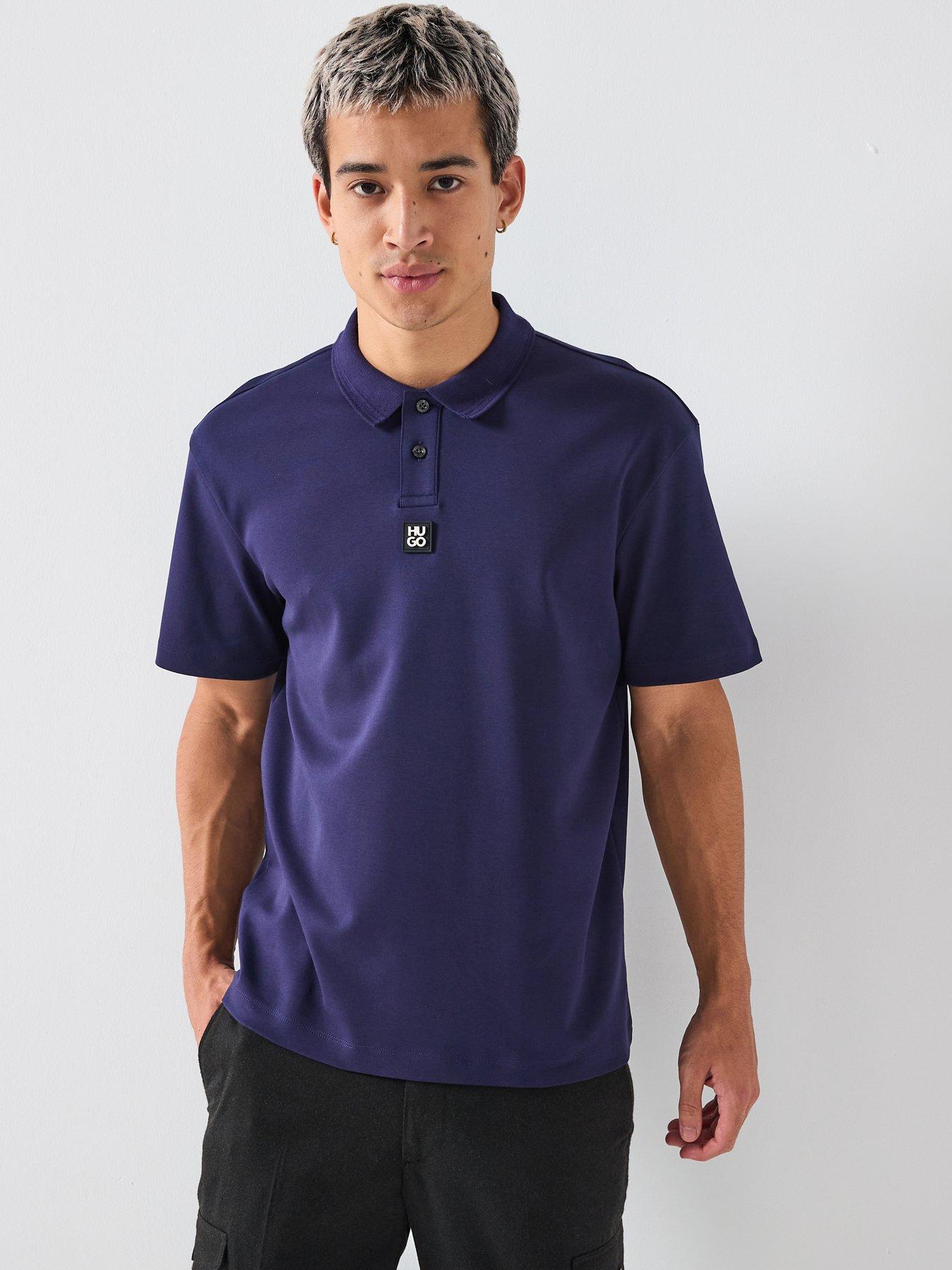 HUGO: Deabono_D Regular Fit Stacked Logo Polo Shirt - Navy