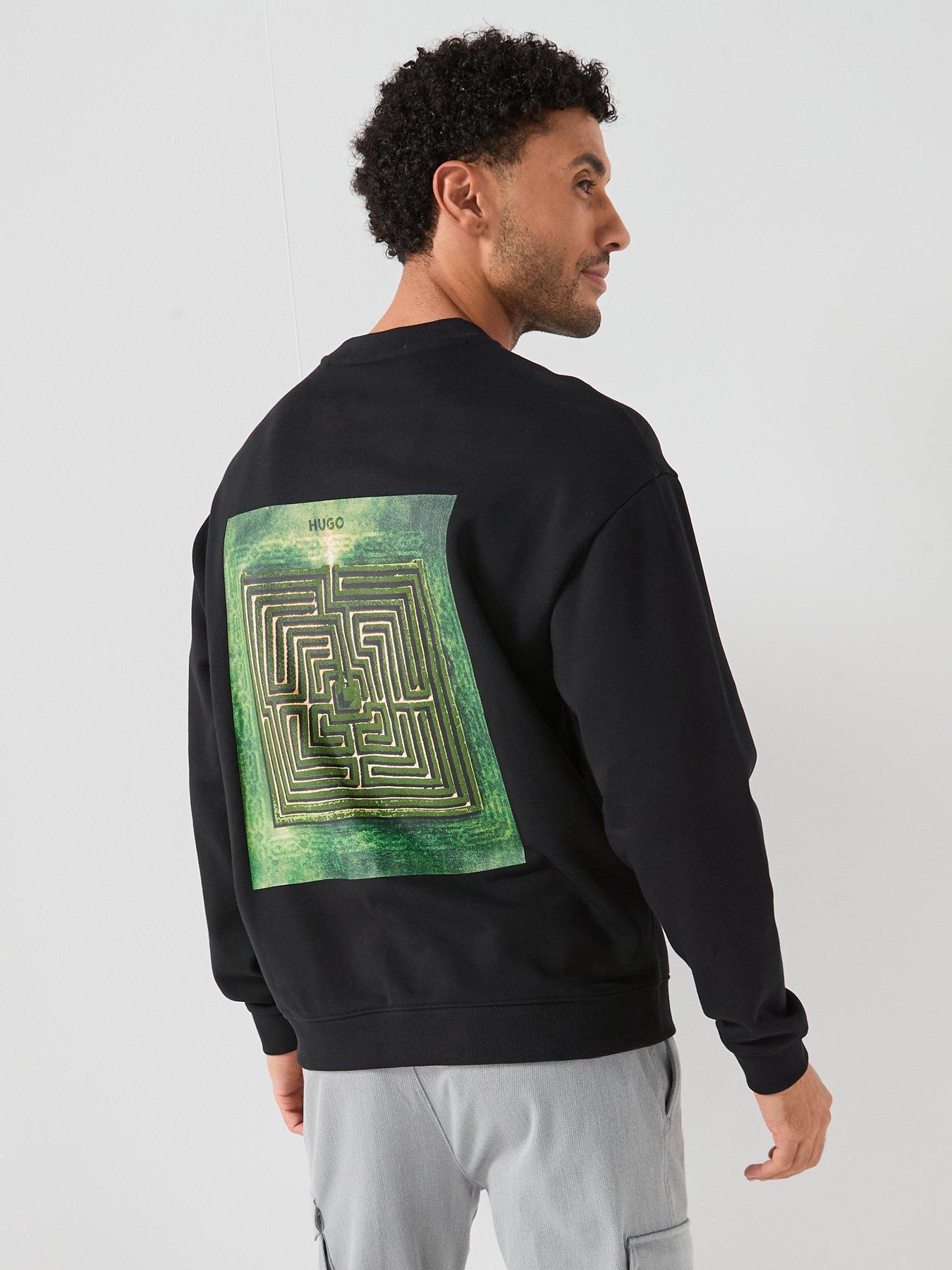 HUGO Hugo Damazecrew Relaxed Fit Maze Back Graphic Crew Sweat - Black
