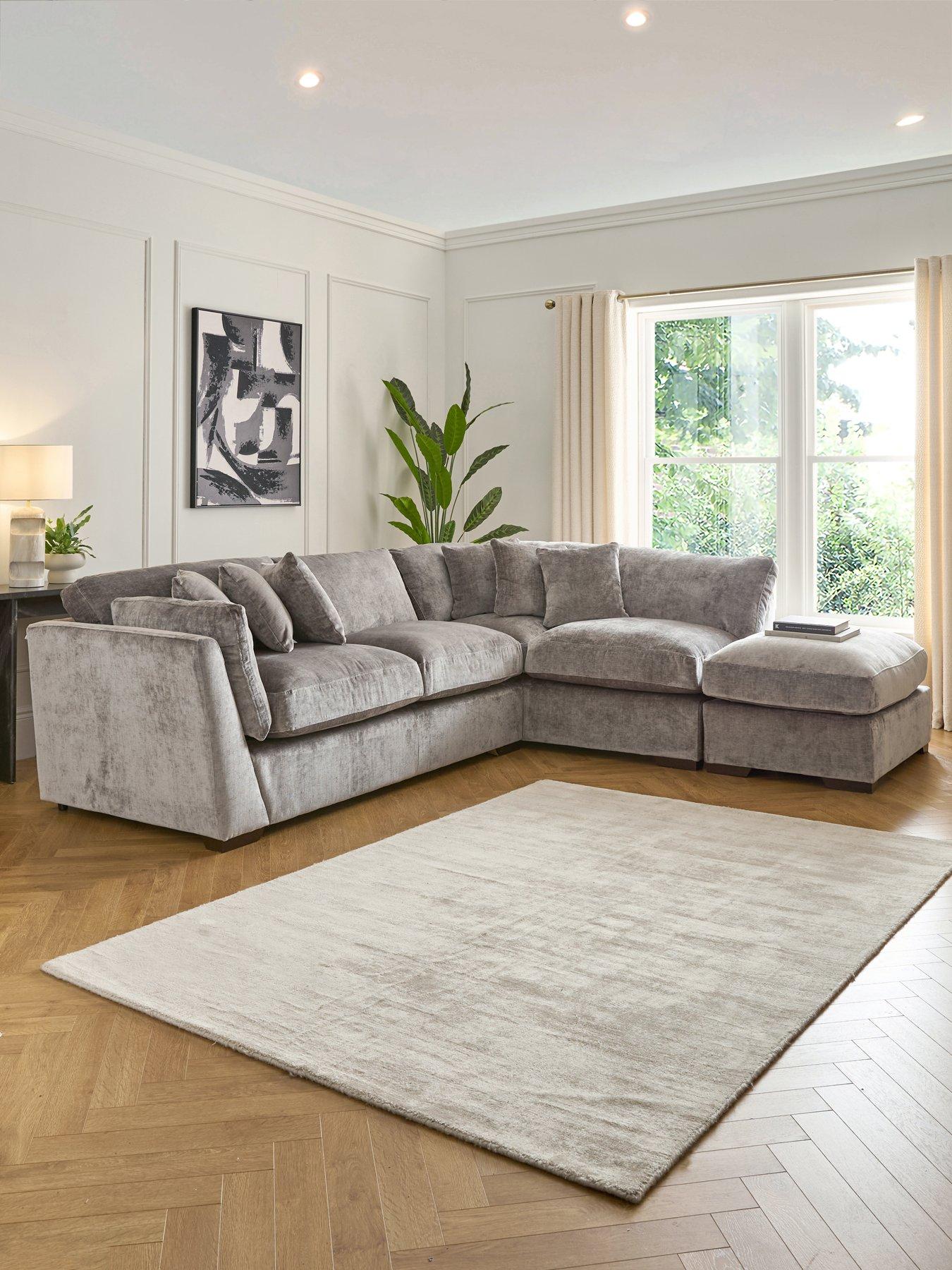undefined Lansa Right Hand Fabric Corner Chaise With Footstool - Made to Order in the UK