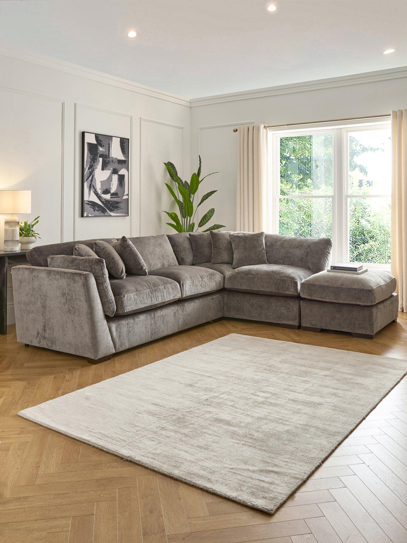 undefined Lansa Right Hand Fabric Corner Chaise With Footstool - Made to Order in the UK