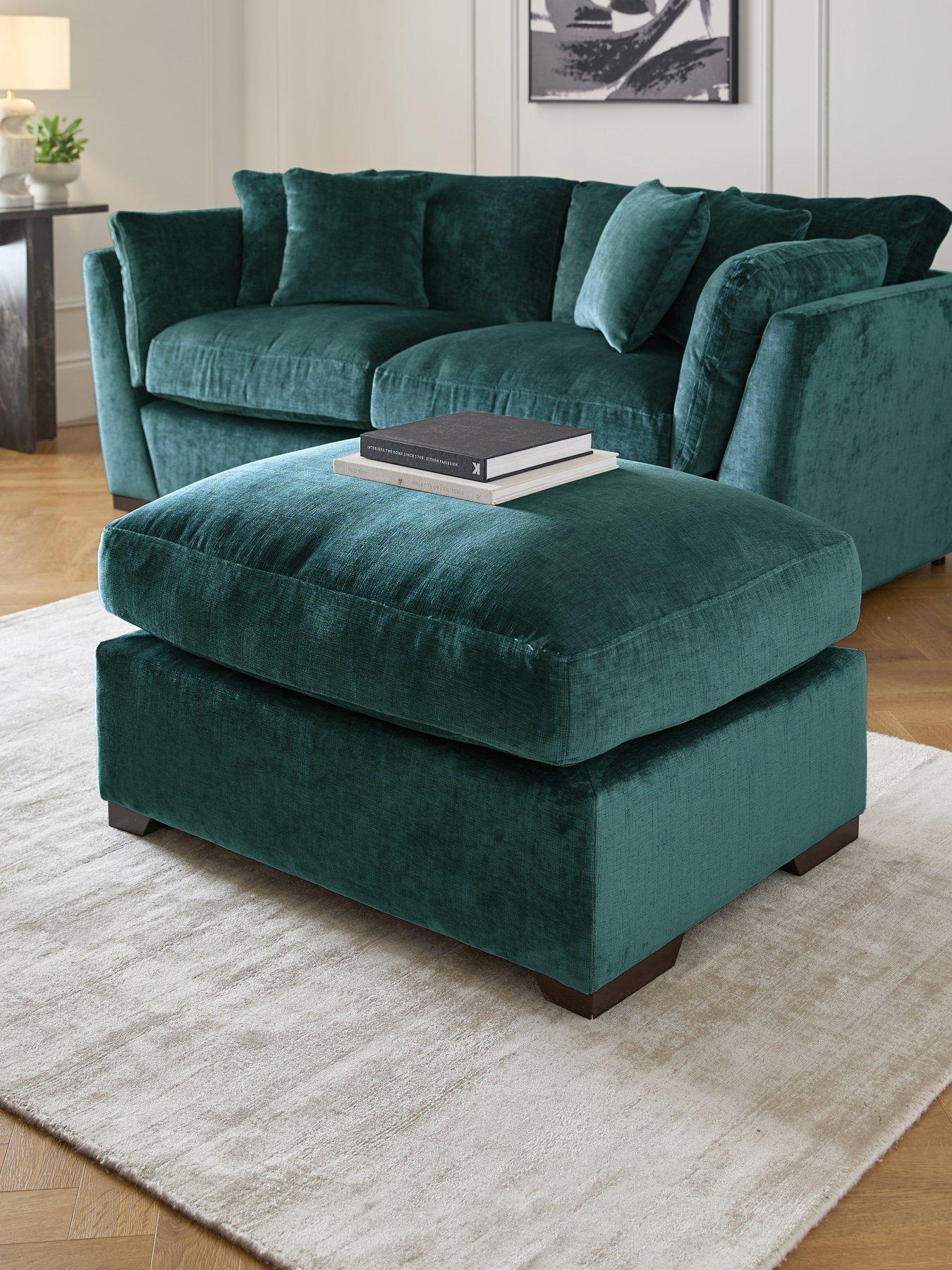 undefined Lansa Fabric Large Footstool - Made to Order in the UK