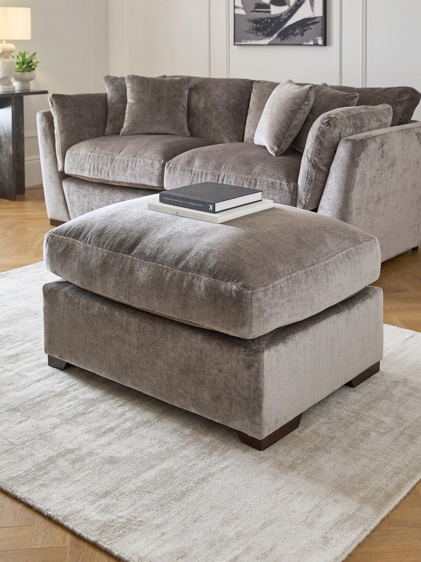 undefined Lansa Fabric Large Footstool - Made to Order in the UK