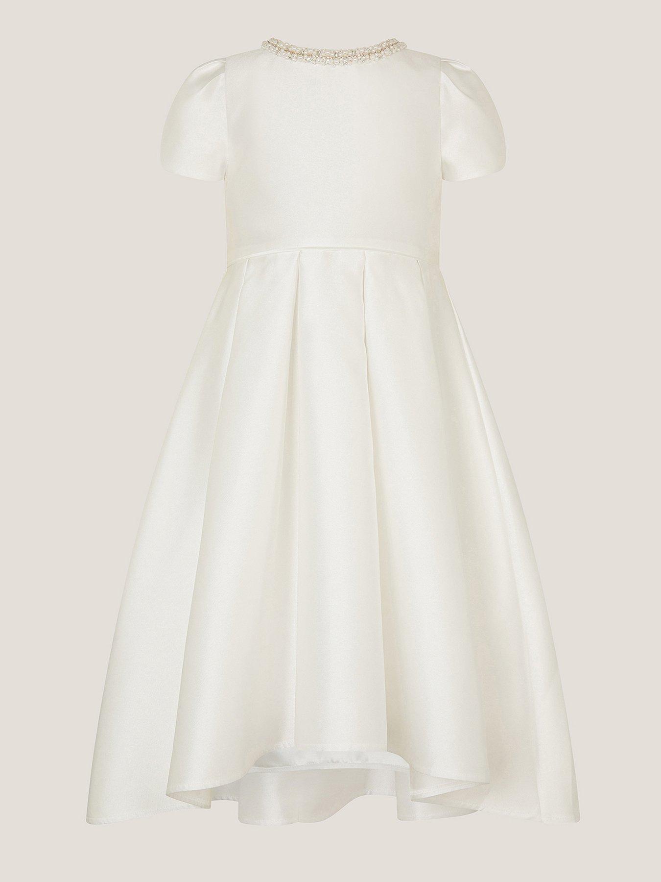 undefined Girls Isabella Pearl Neckline Dress - Light Cream
