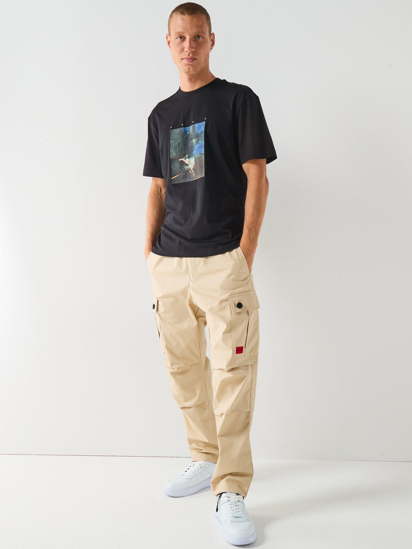 Image 3 of 6 of HUGO Dabolos Relaxed Fit Painting Print T-Shirt - Black