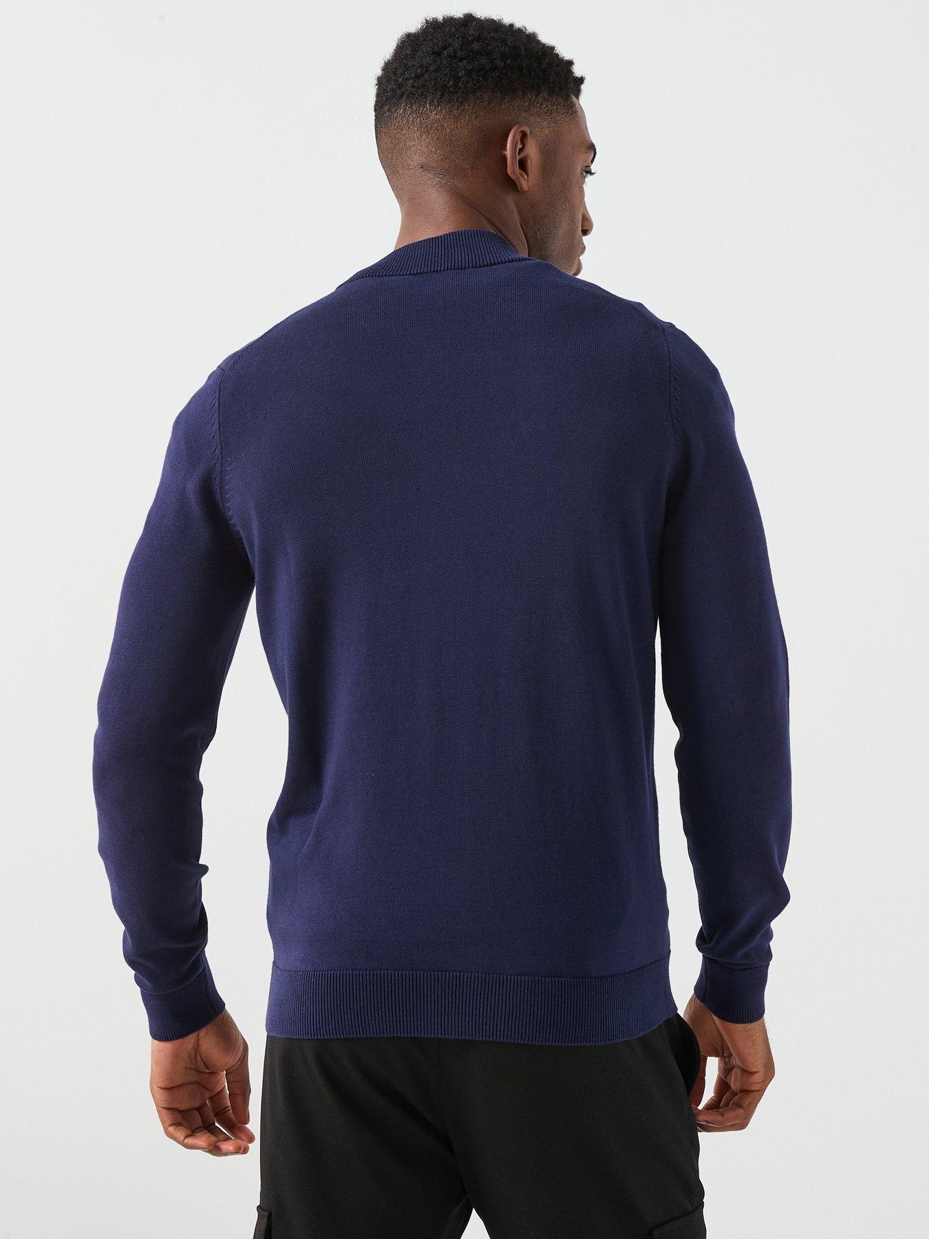 Image 2 of 6 of HUGO San Jaque-C Regular Fit Bomber Zip Knitted Cardigan - Navy