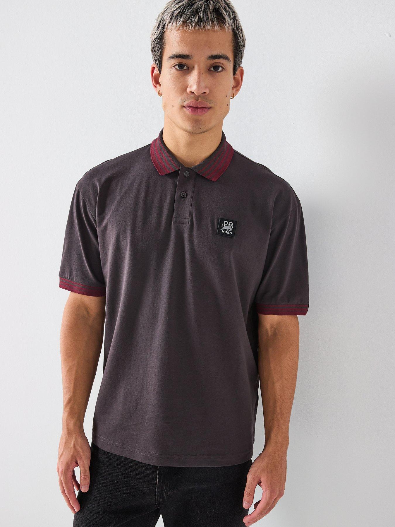 undefined Hugo Dizgi Red Bull Tipping Detail Relaxed Fit Polo Shirt - Brown