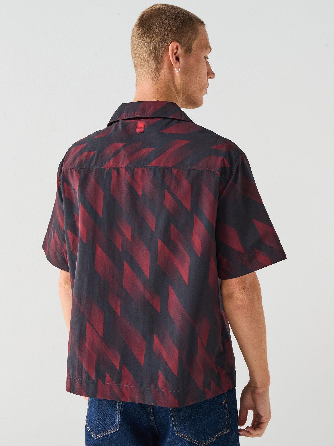 Image 2 of 6 of HUGO Espino Red Bull Oversized Jaquard Print Shirt - Dark Brown