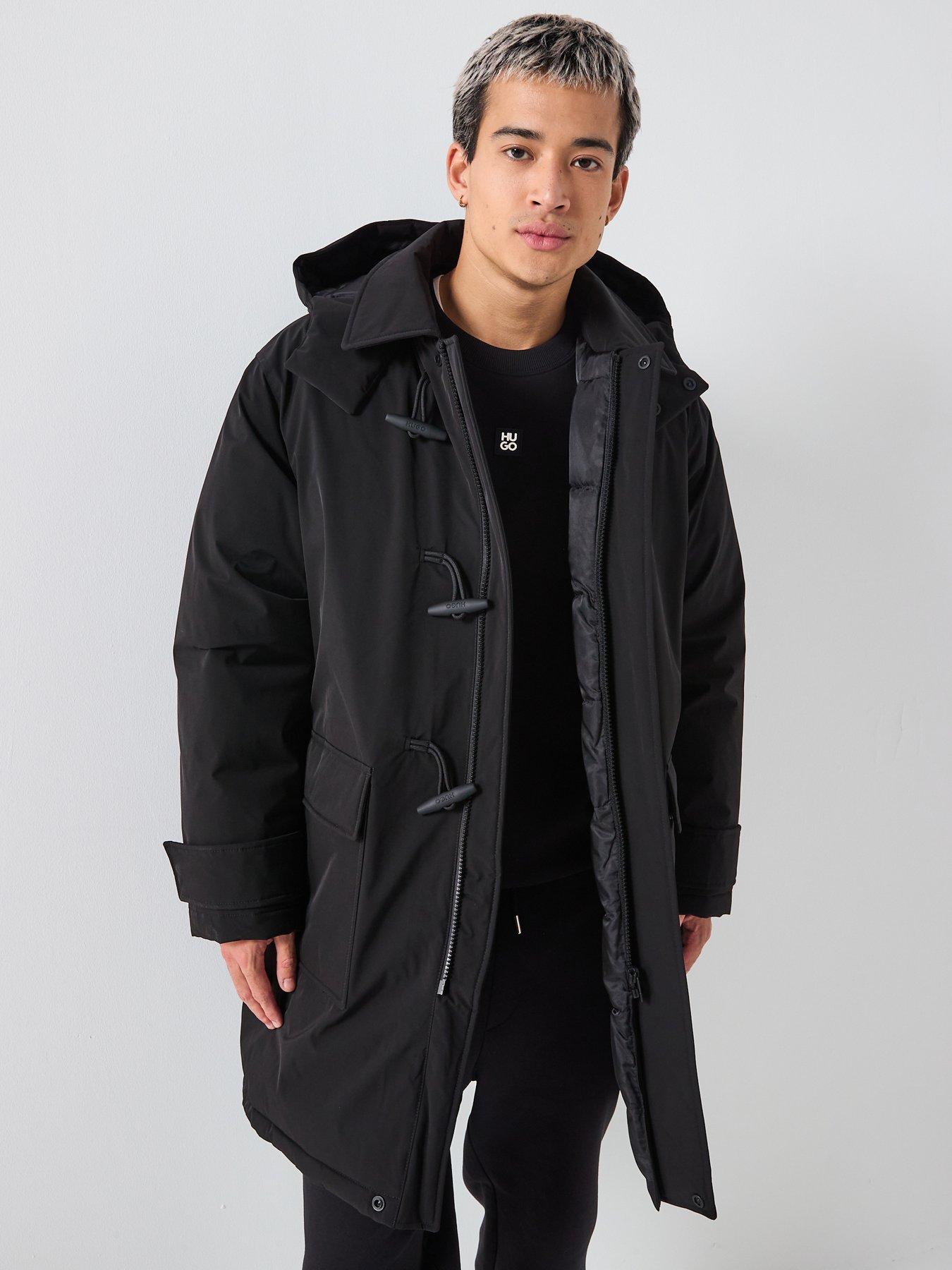 HUGO Hugo Mever2541 Regular Fit Hooded Quilted Coat - Black