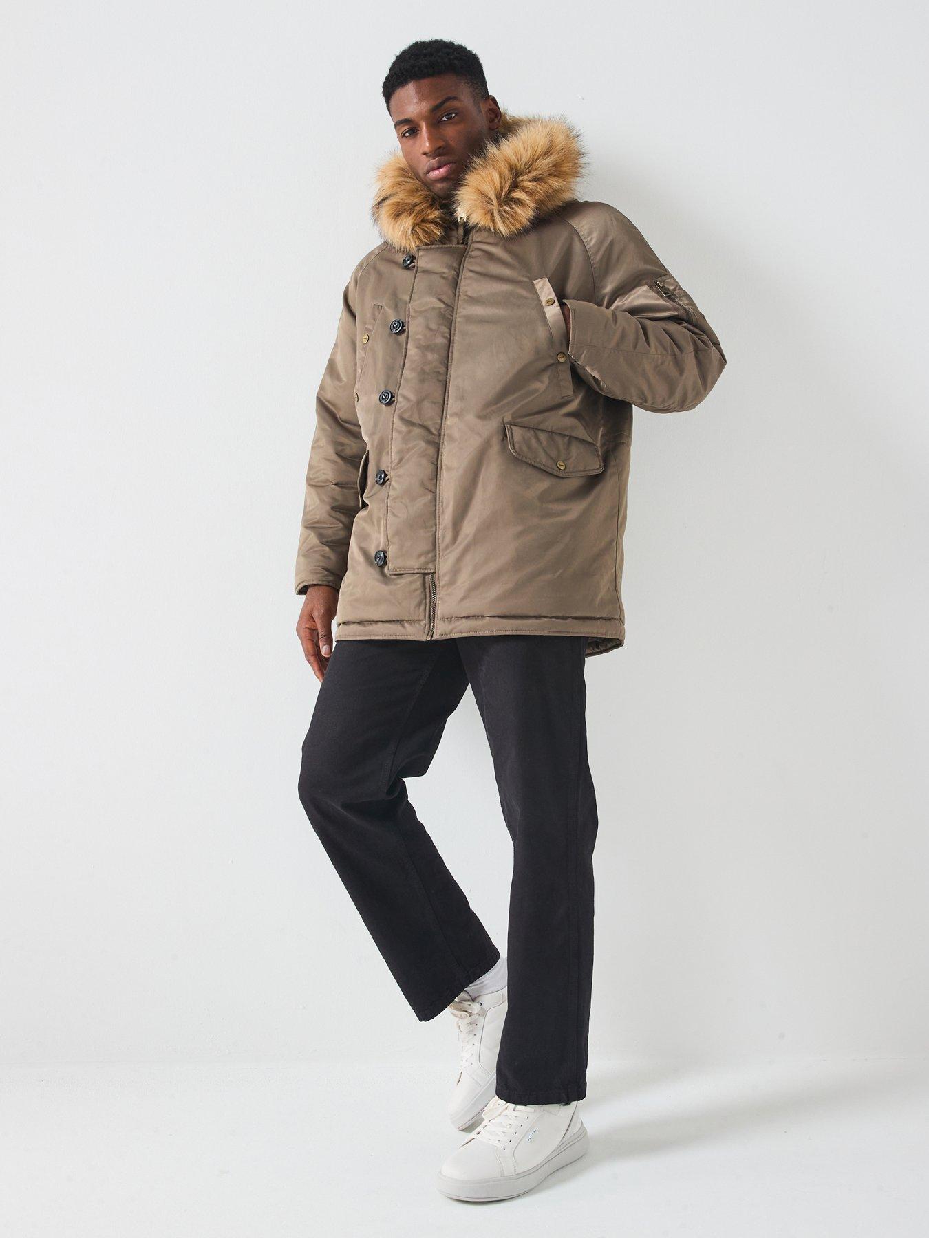 undefined Makaro2541 Regular Fit Hooded Parka Coat - Grey
