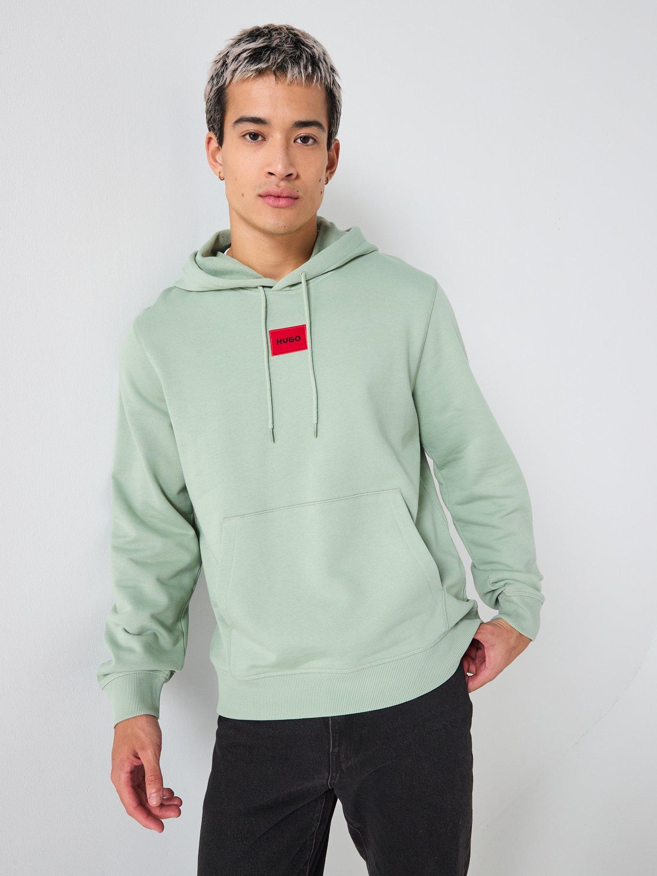 HUGO Daratschi214 Regular Fit Red Box Logo Hoodie - Green