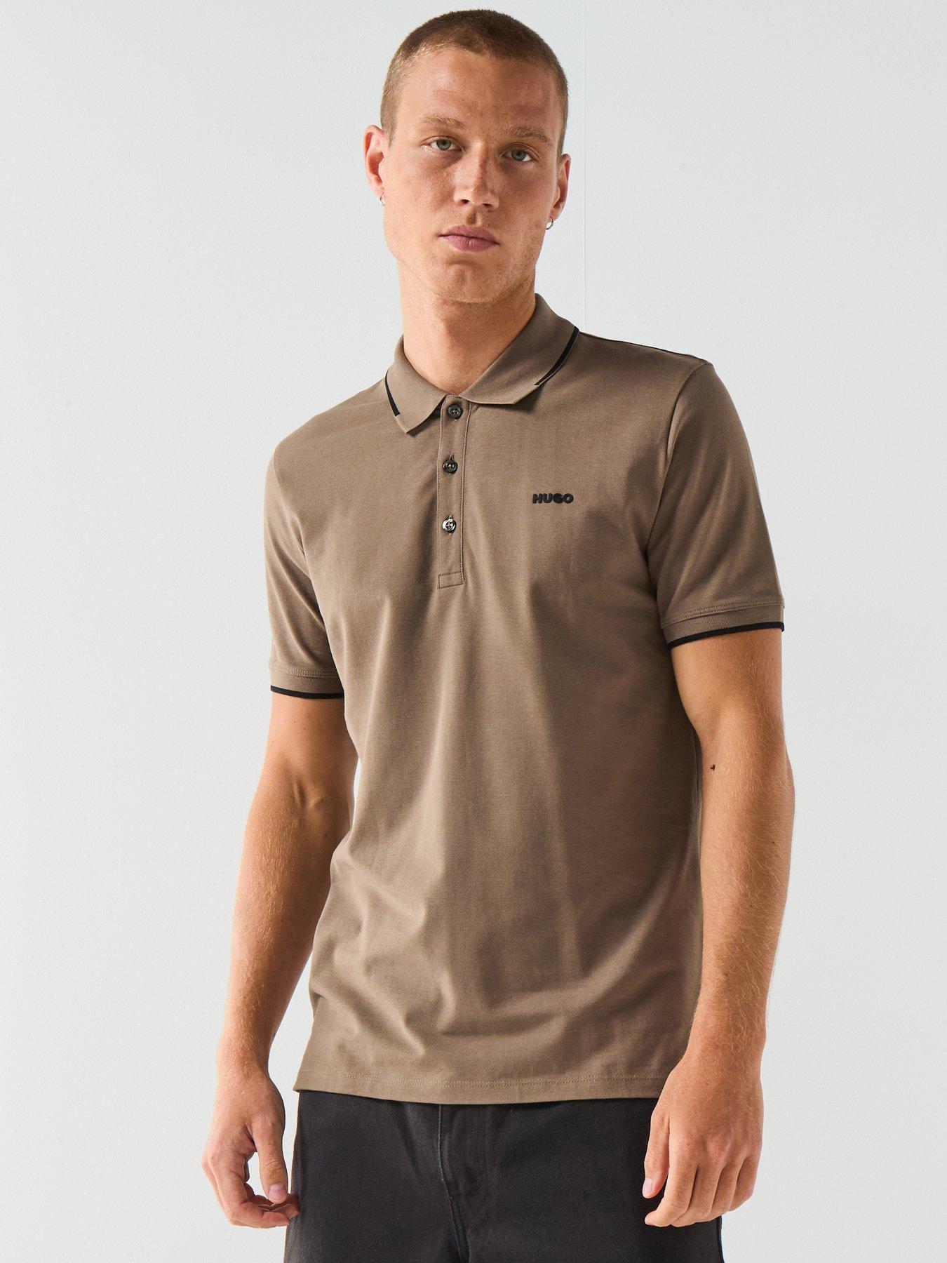 HUGO Slim Fit Left Chest Logo Tipping Polo Shirt - Grey