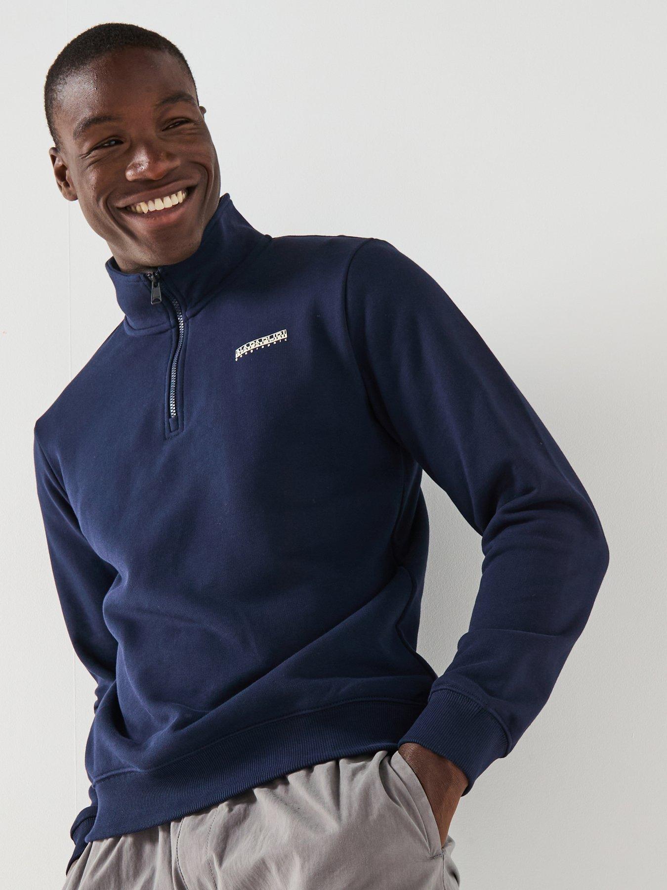 Image 1 of 6 of NAPAPIJRI Men's Small Box Logo Sweatshirt - Blue