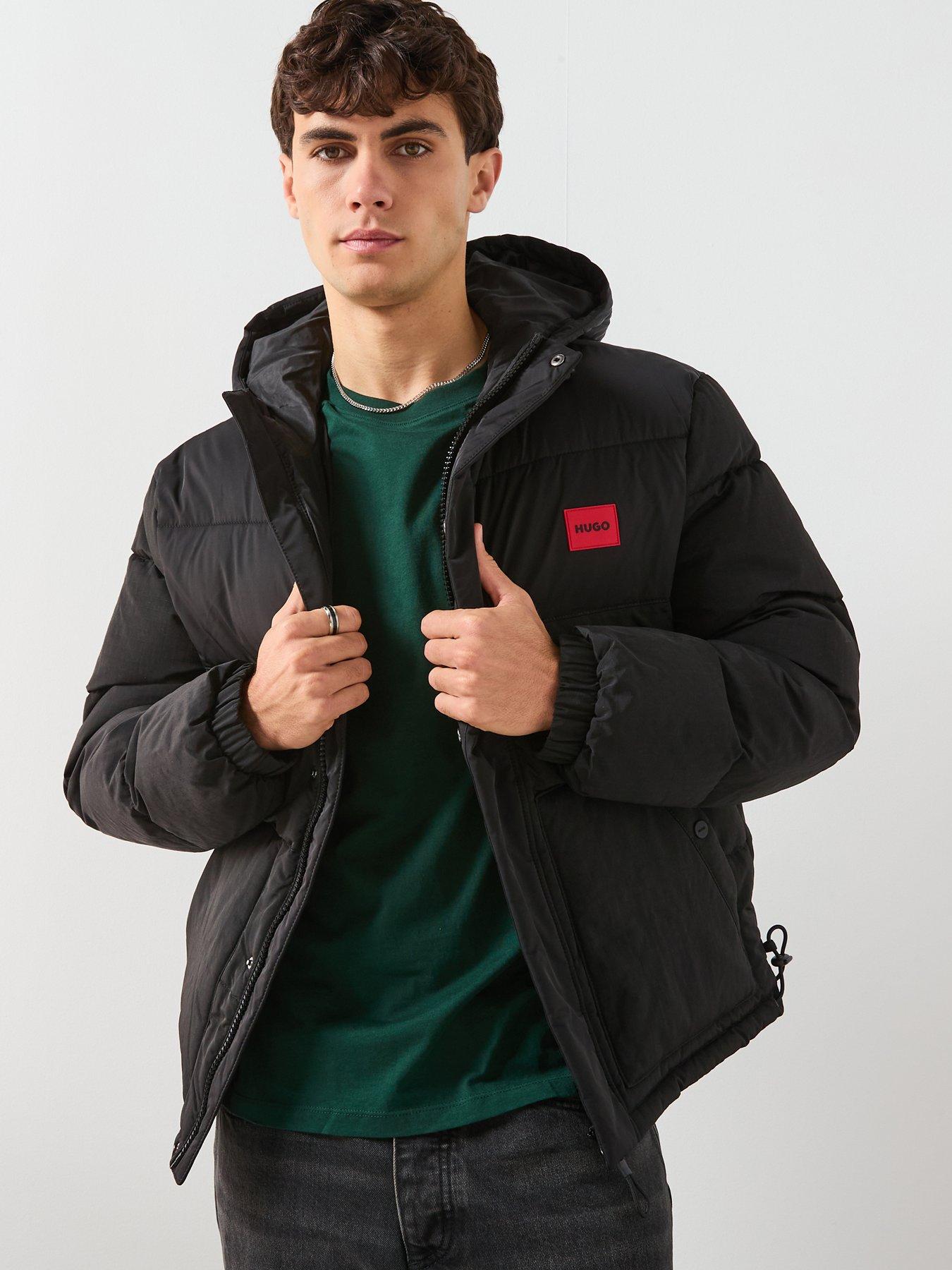 HUGO Baro2541 Regular Fit Box Logo Padded Jacket - Black