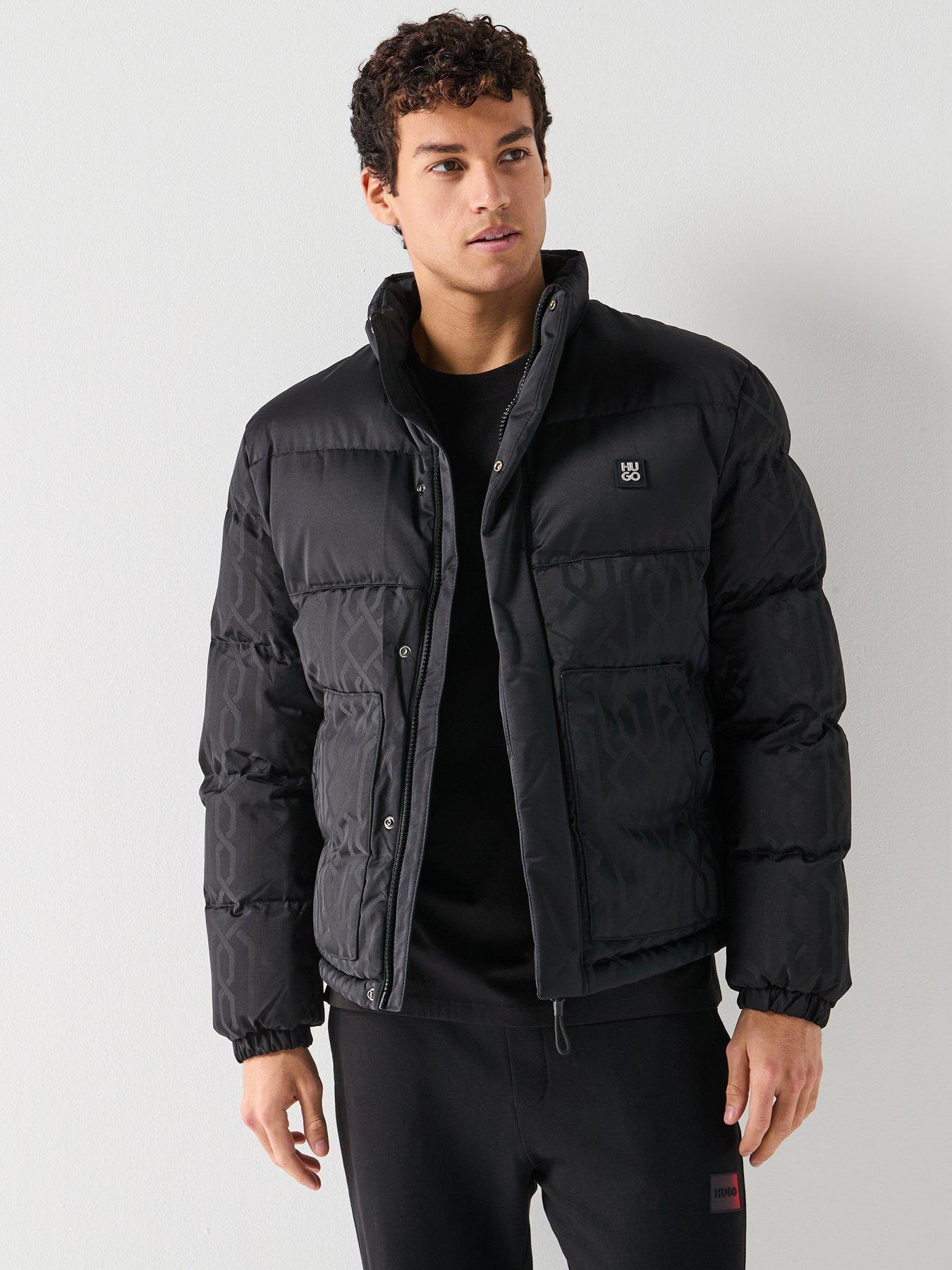 HUGO Balto2541 Regular Fit Monoprint Stacked Logo Padded Jacket - Black