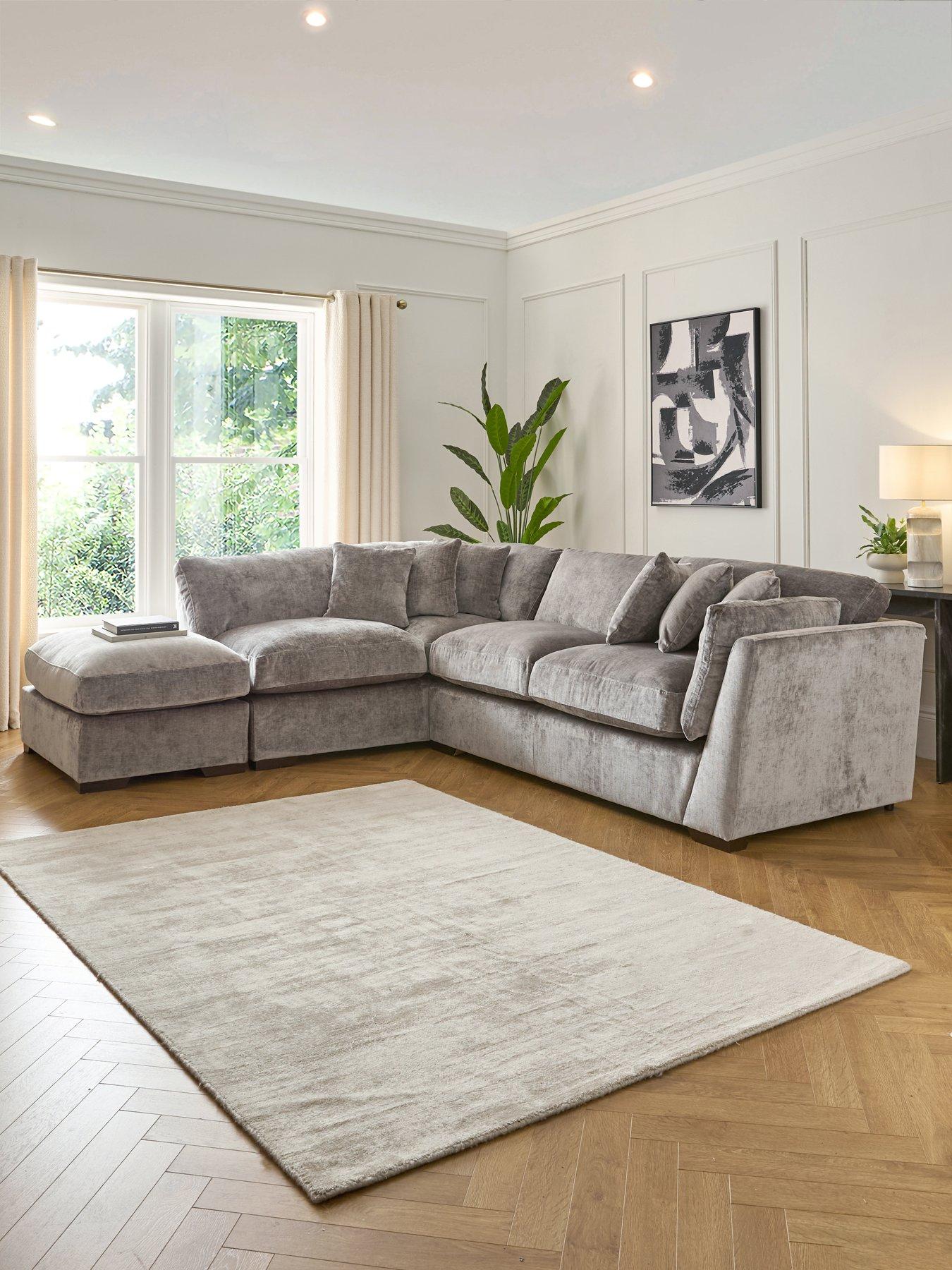 undefined Lansa Left Hand Fabric Corner Chaise With Footstool - Made to Order in the UK