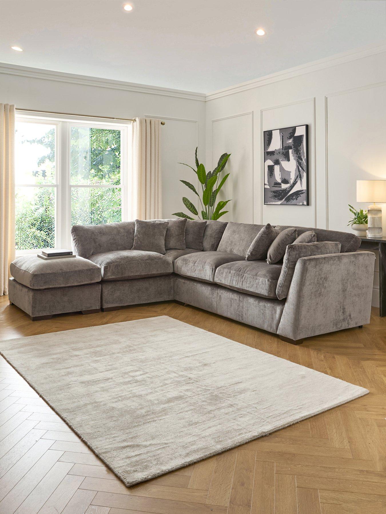 undefined Lansa Left Hand Fabric Corner Chaise With Footstool - Made to Order in the UK