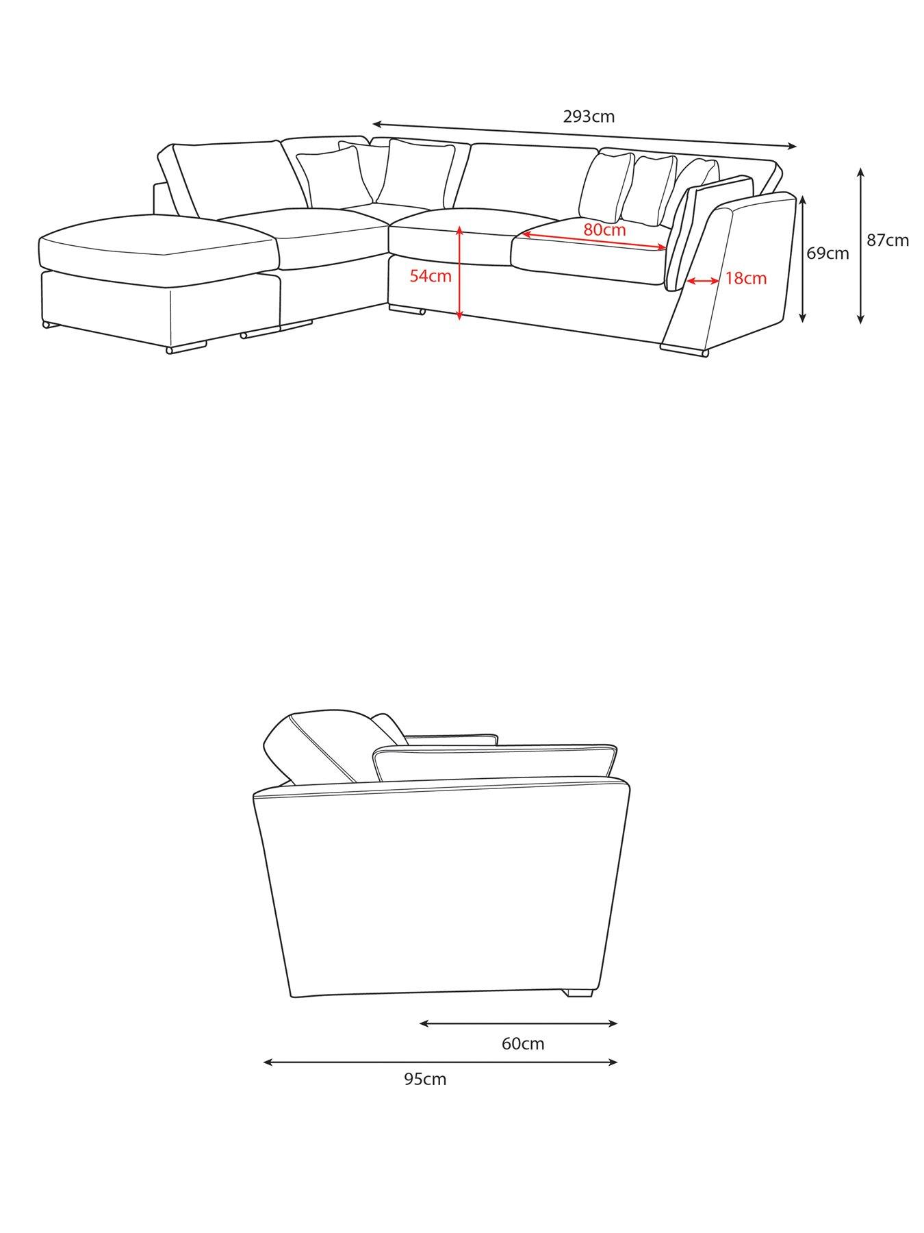 Image 7 of 7 of Very Home Lansa Left Hand Fabric Corner Chaise Sofa&nbsp;with Footstool&nbsp;- Made to Order in the UK
