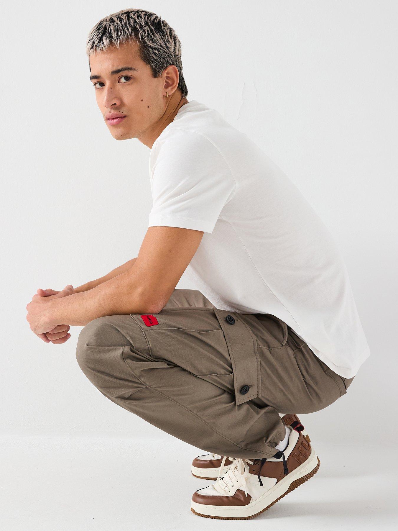 HUGO Garlo233 Regular Fit Drawstring Cargo Pants - Grey