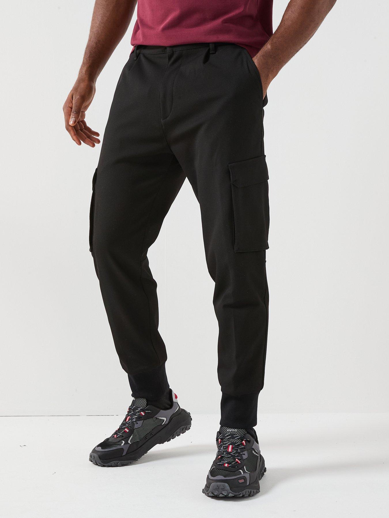 HUGO Glavin241 Cuffed Cargo Pants, Black, Size 2Xl, Men