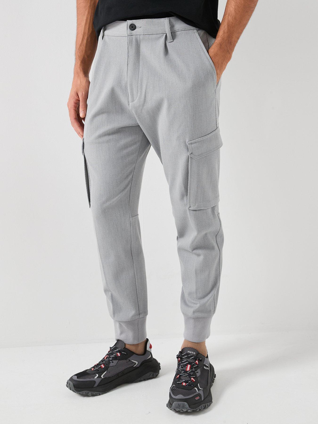 HUGO Glavin241 Cuffed Cargo Pants, Grey, Size 2Xl, Men