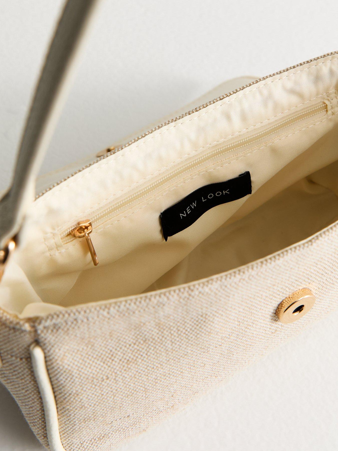 Image 5 of 5 of New Look Cream Canvas Logo Plaque Shoulder Bag