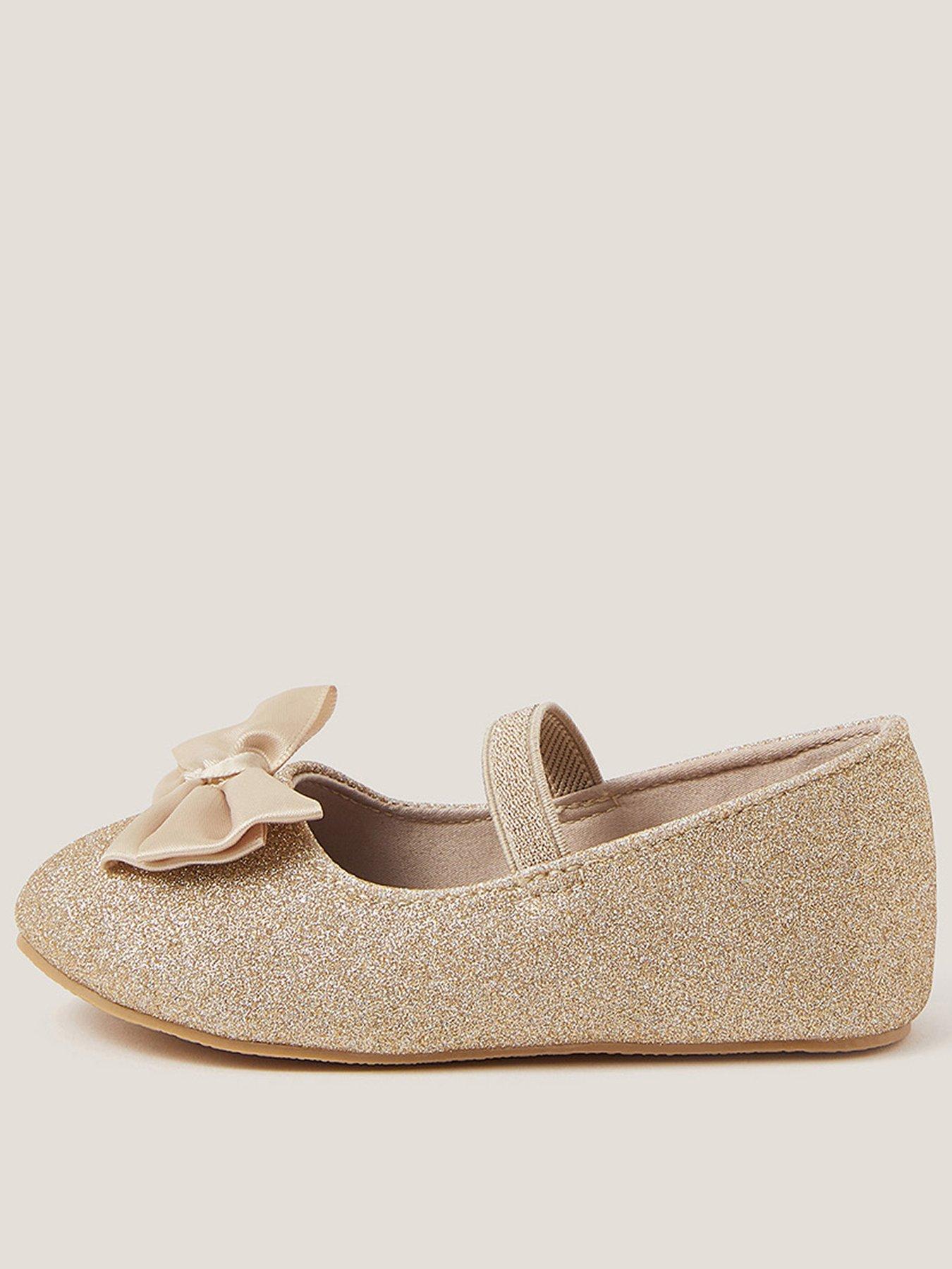 undefined Girls Baby Glitter Bow Walker Shoes - Gold