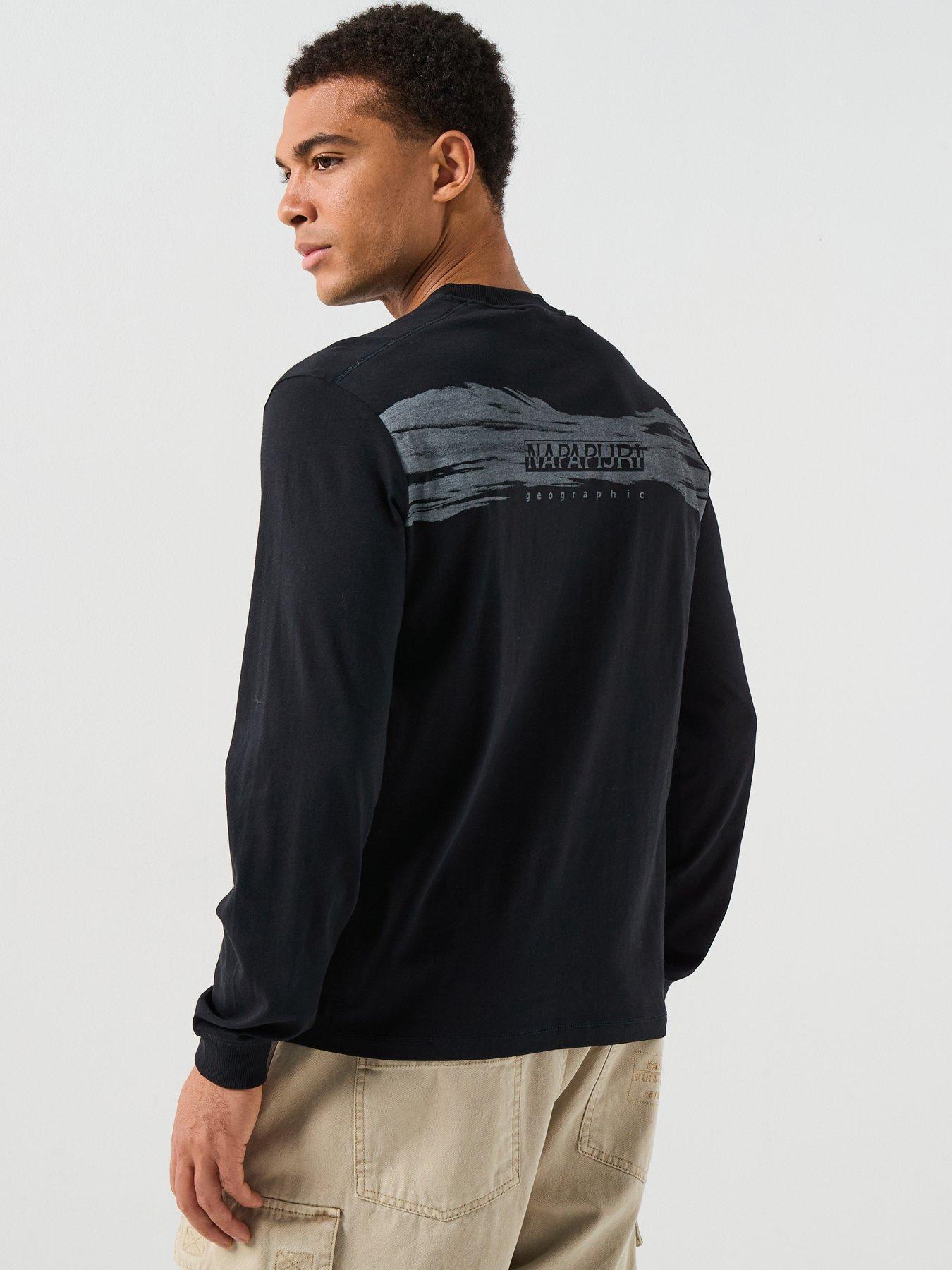 Image 1 of 6 of NAPAPIJRI Men's Back Graphic Long Sleeve T-Shirt - Black