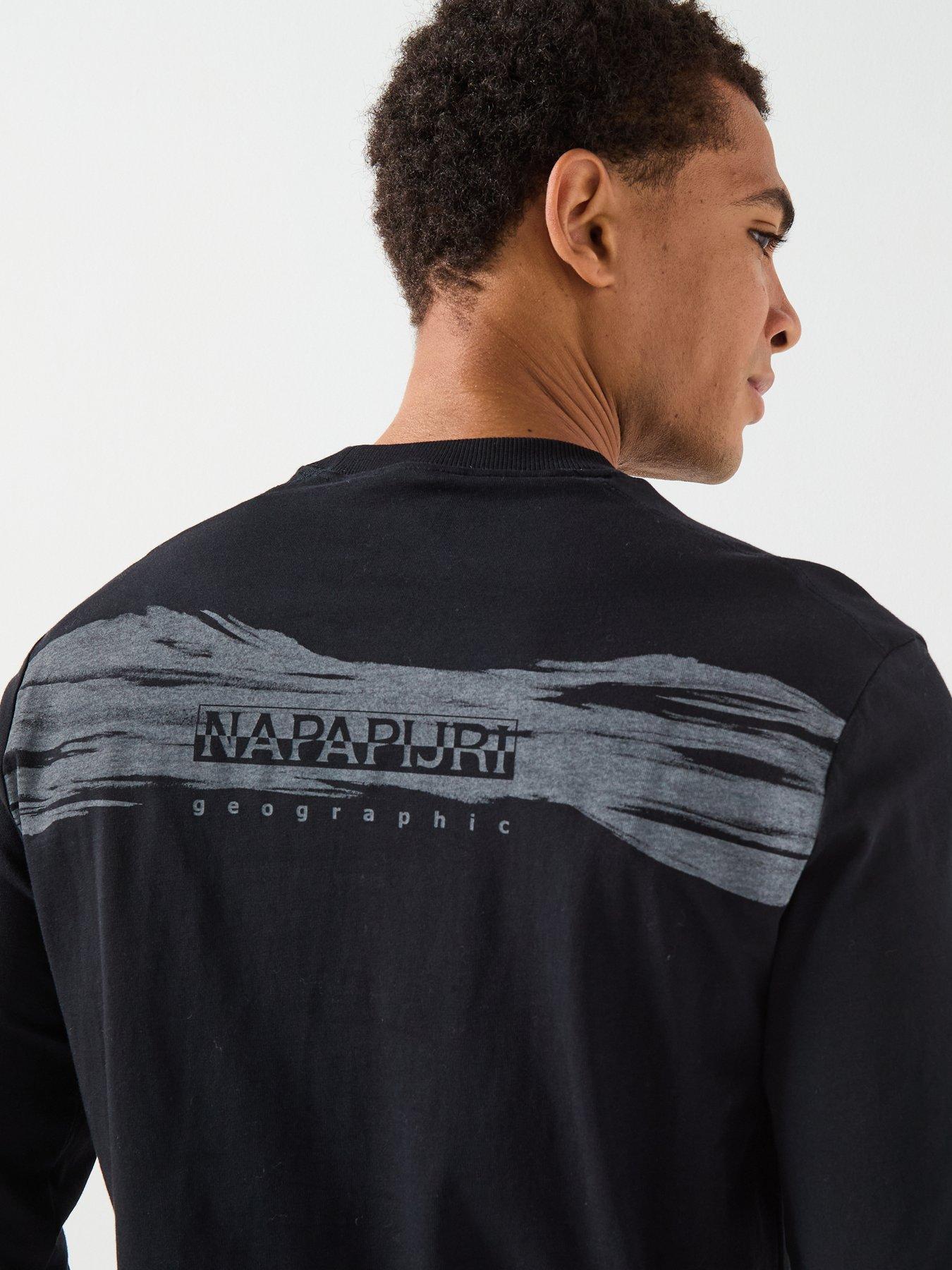 Image 4 of 6 of NAPAPIJRI Men's Back Graphic Long Sleeve T-Shirt - Black