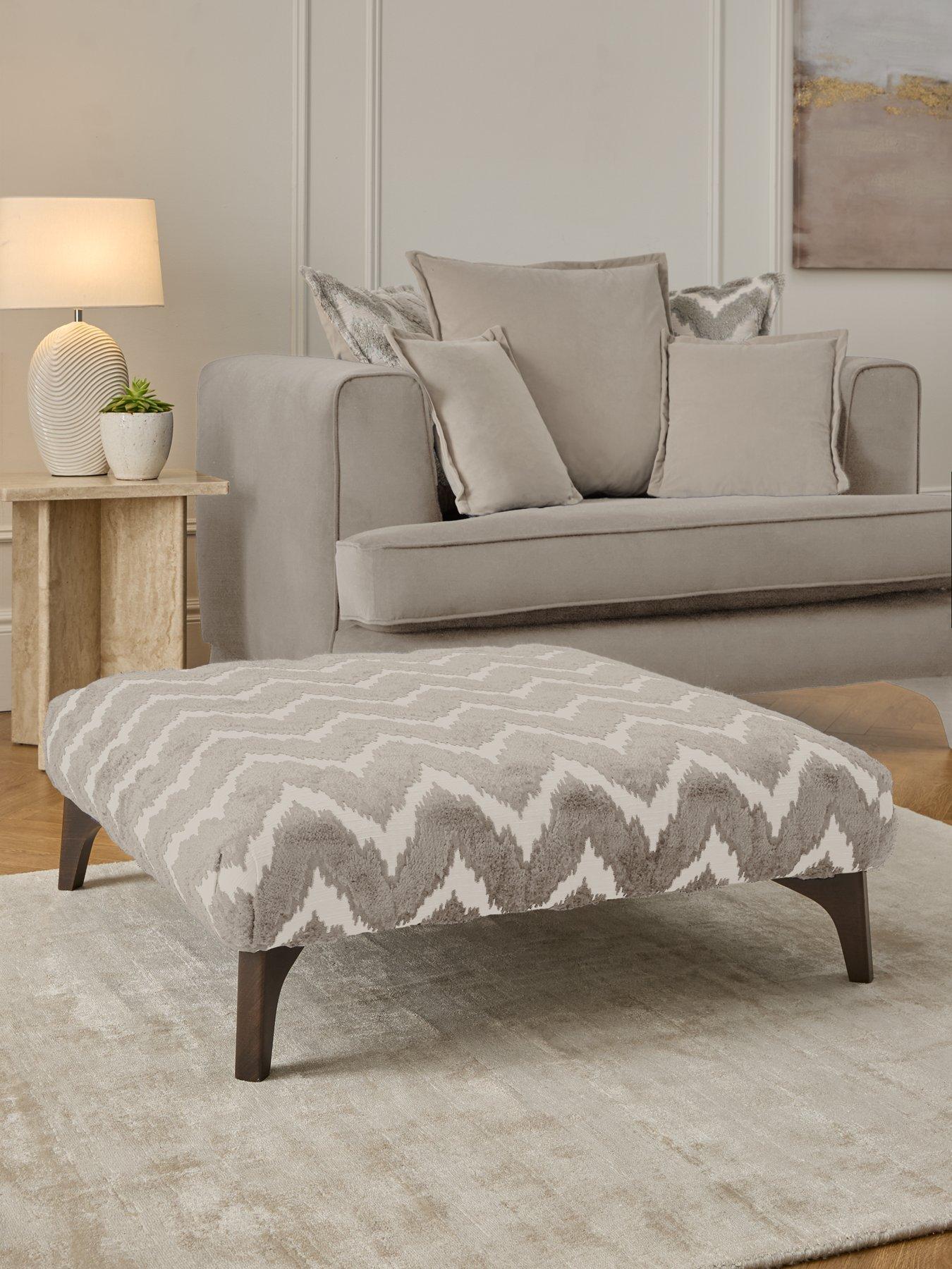 undefined Mayfair Patterned Fabric Footstool - Made to Order in the UK