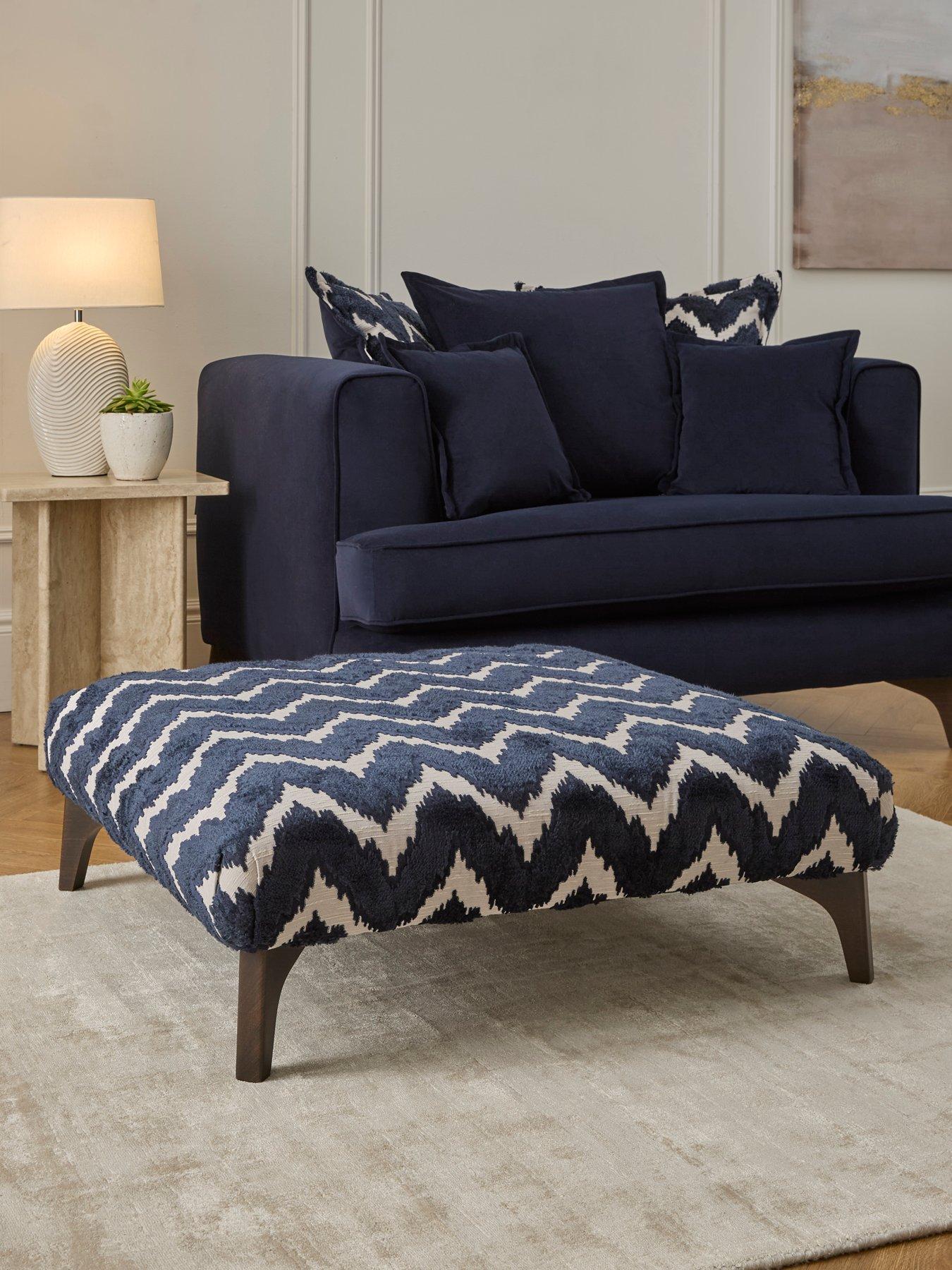 undefined Mayfair Patterned Fabric Footstool - Made to Order in the UK