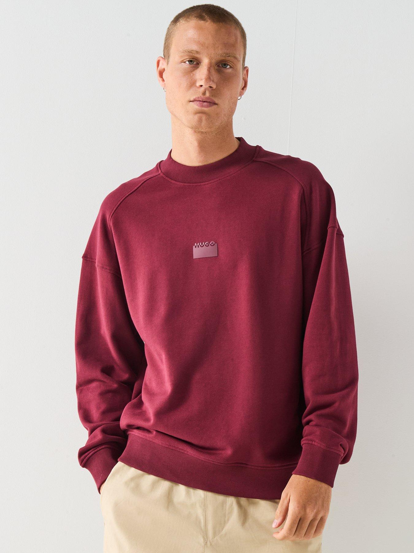 undefined Hugo Delastcrew Relaxed Fit Crew Sweat - Dark Red