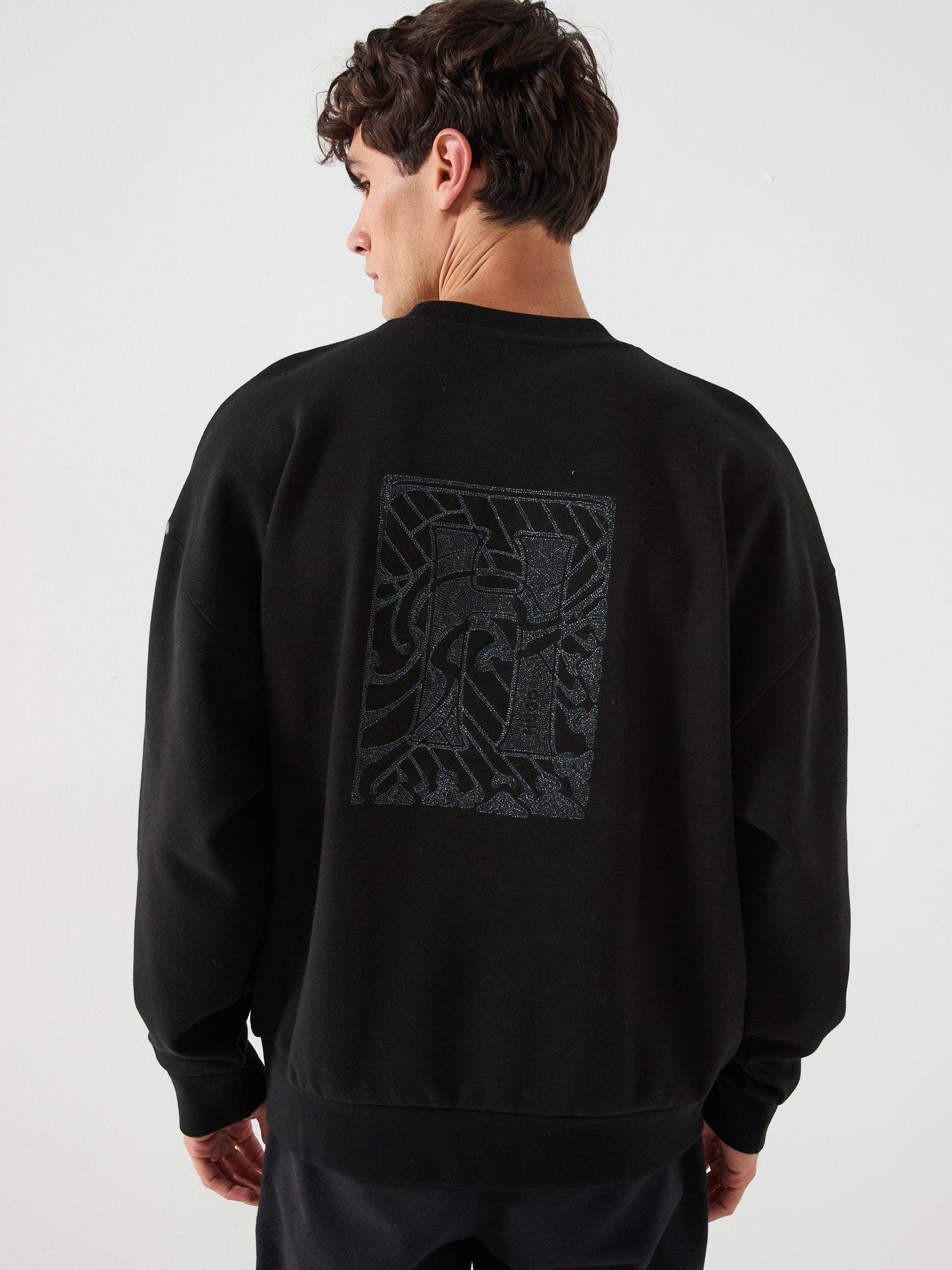 HUGO Dadsino Oversized Fit Back Embroidery Crew Sweat - Black
