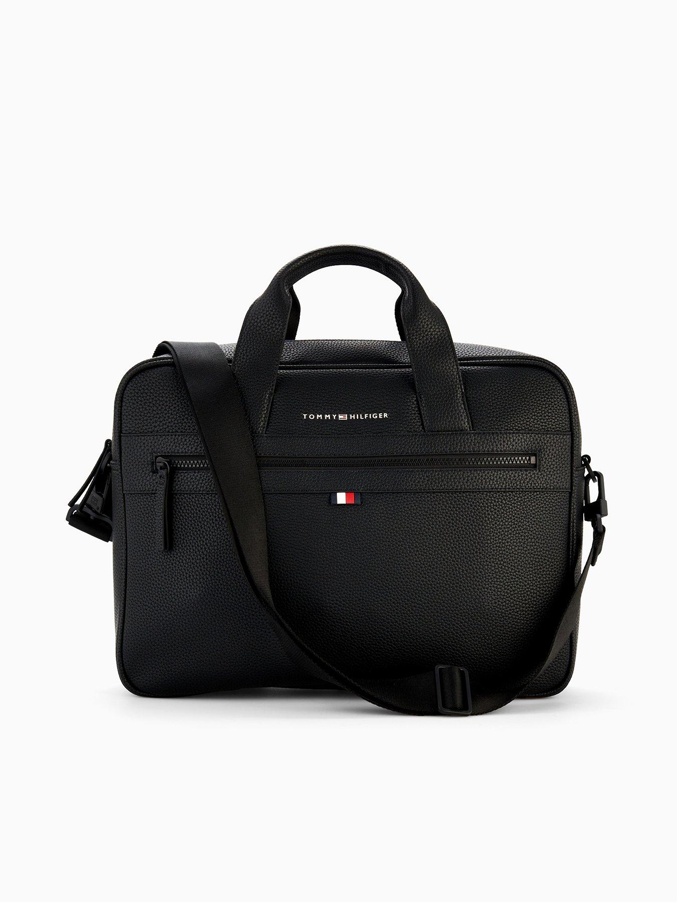Tommy Hilfiger Essential PU Laptop Bag, Black, Men